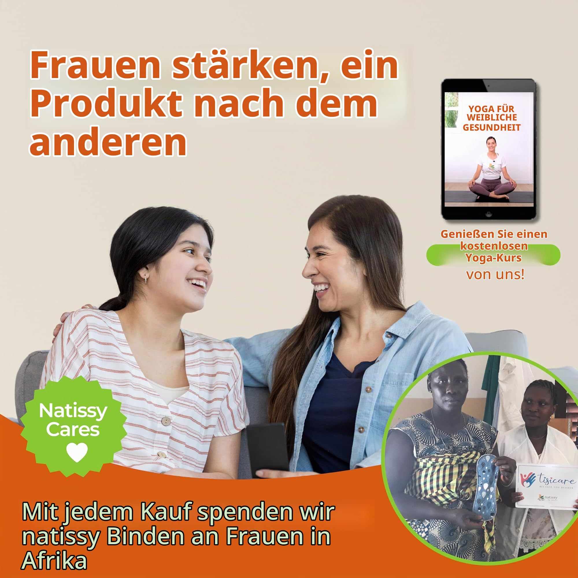 Natissy Bio-Baumwolle Stoffbinden für Teenager, Rutschfest, Waschbar, Atmungsaktiv, Hautfreundlich, Hochtemperaturgeeignet und Wiederverwendbar, Sicher für die Erste Periode - 6er-Set S+M