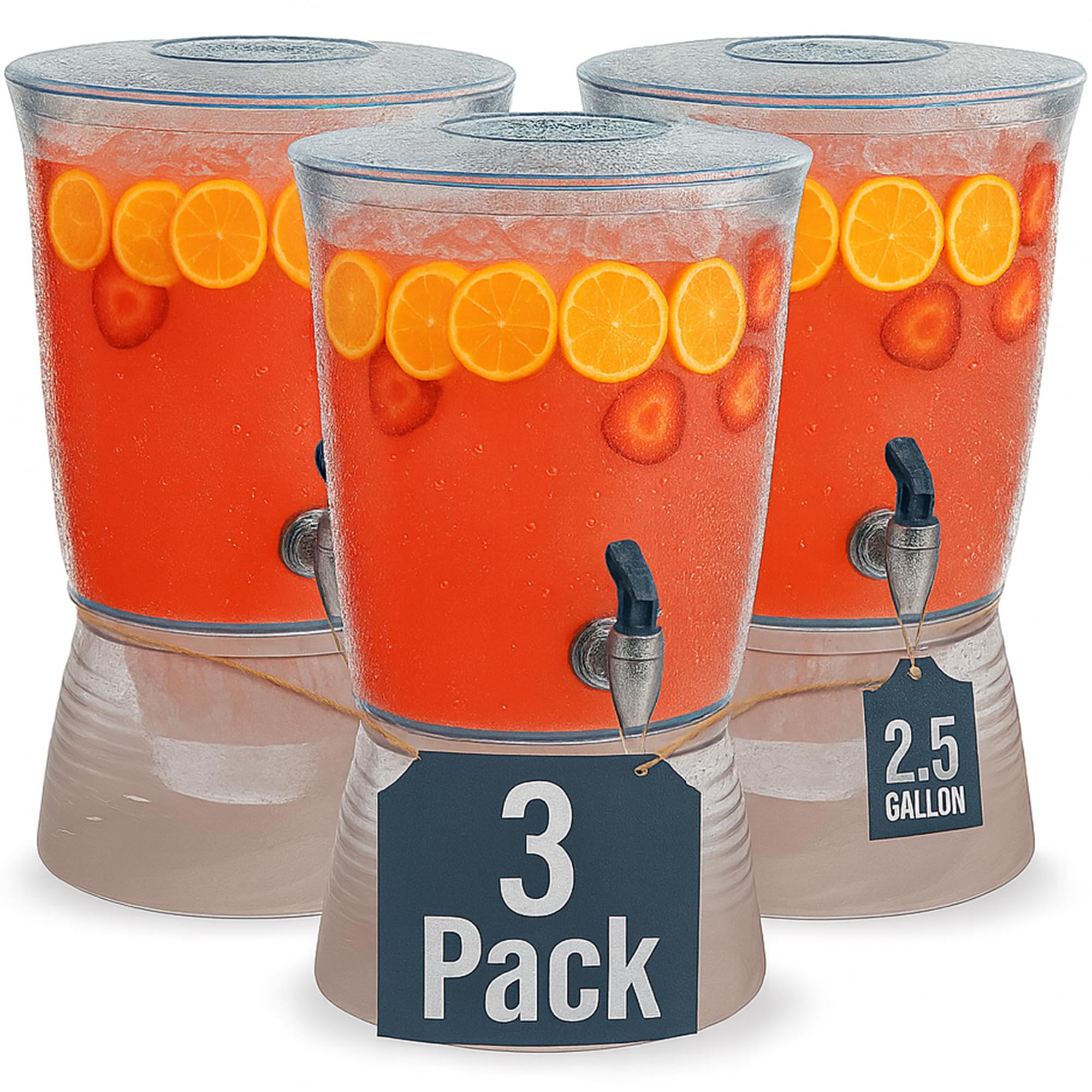 Drink Dispenser for Parties (2.5 Gallon) for Countertop (3 Pack)