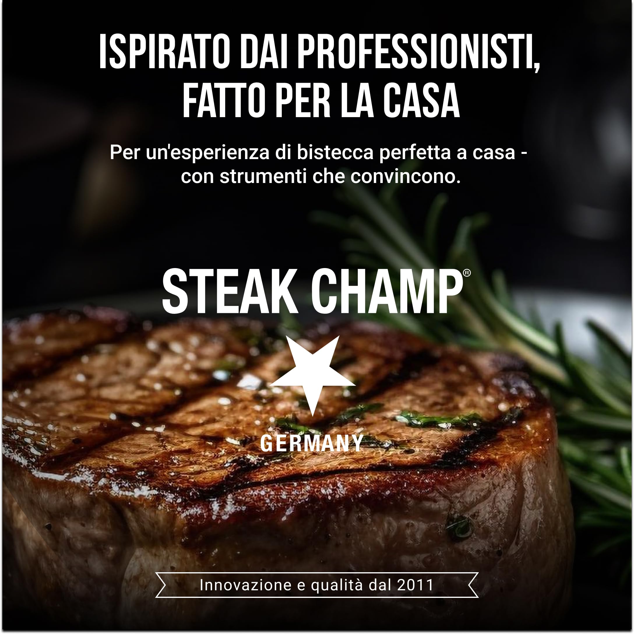 Steakchamp Padella per Grigliare in Ghisa con Manico Rimovibile per Grill, Piano Cottura (Anche a Induzione) e Forno, Adatta come Padella per Servire e Friggere