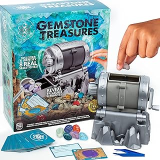 The Young Scientists Club Gemstone Treasures, Tumble & Polish Your Own Gemstones, DIY Rock Tumbler, Collect & Identify Gems, Great STEM Kit for Kids Ages 6, 7, 8, 9, Multi