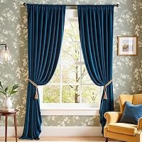 Vista 28 de Lazzzy - 2 paneles de cortinas opacas de terciopelo, con aislamiento térmico, con bolsillo para cortinero, para dormitorio, sala de estar