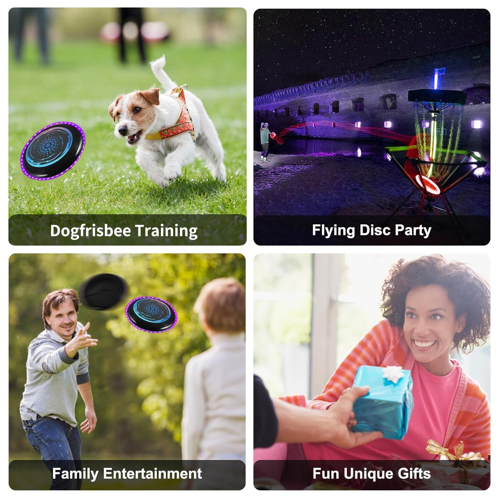 Disque Volant Lumineux Coloré,Ultimate Frisbeeavec 49 Lumières LED,Ultimate Frisbee Ring,Disques Volants Souples pour AdultesCompétition Funsport Pour Adultes,Enfants Plage Pelouse ExtéRieur.