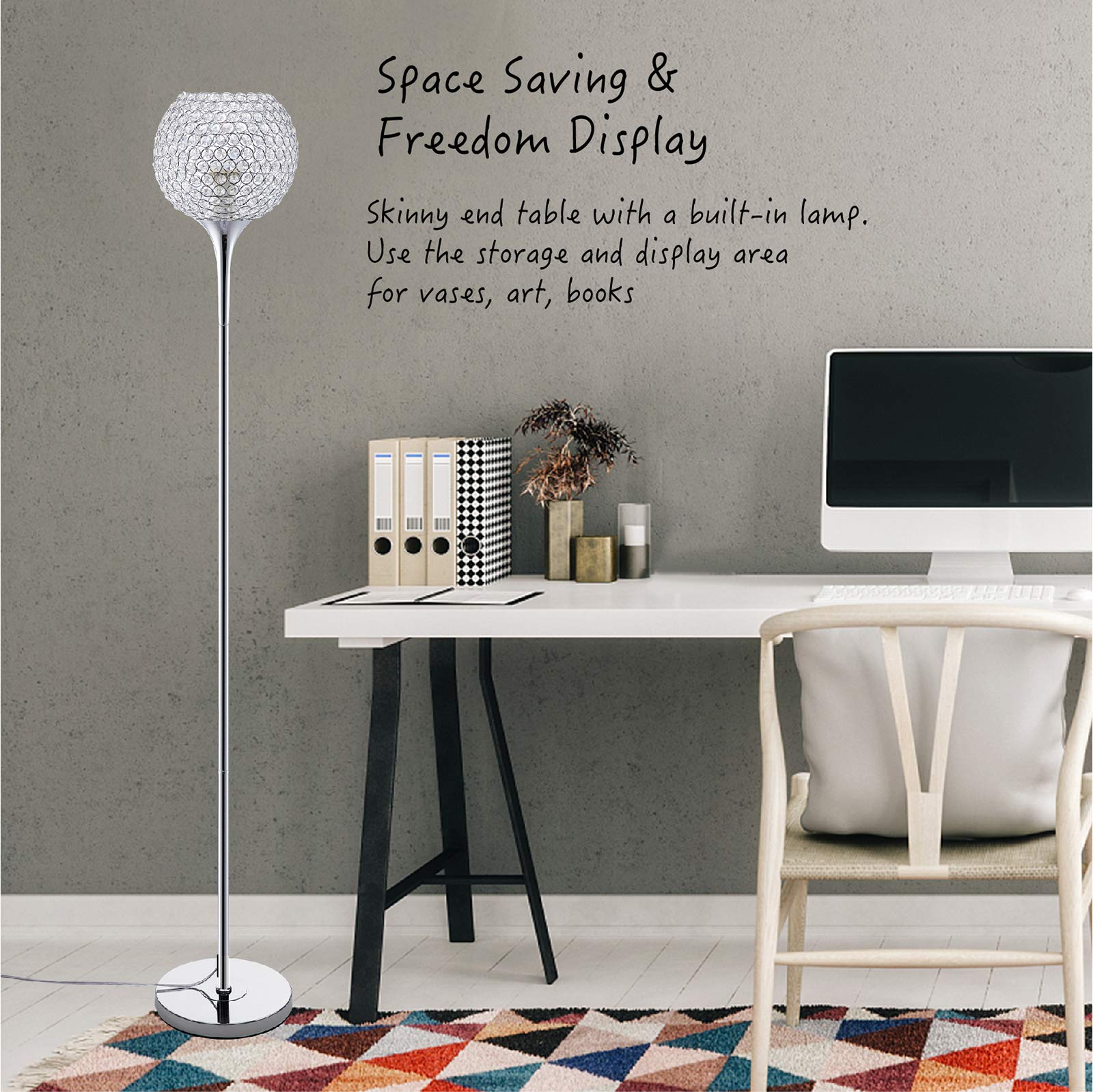 B.K.Licht Lampada da terra salotto retro, Lampade da terra a Stelo, altezza 166cm, Piantana Lampada da terra, interruttore a pedale, Lampada Camera da letto, adatta per lampadine E27, bianco e nero