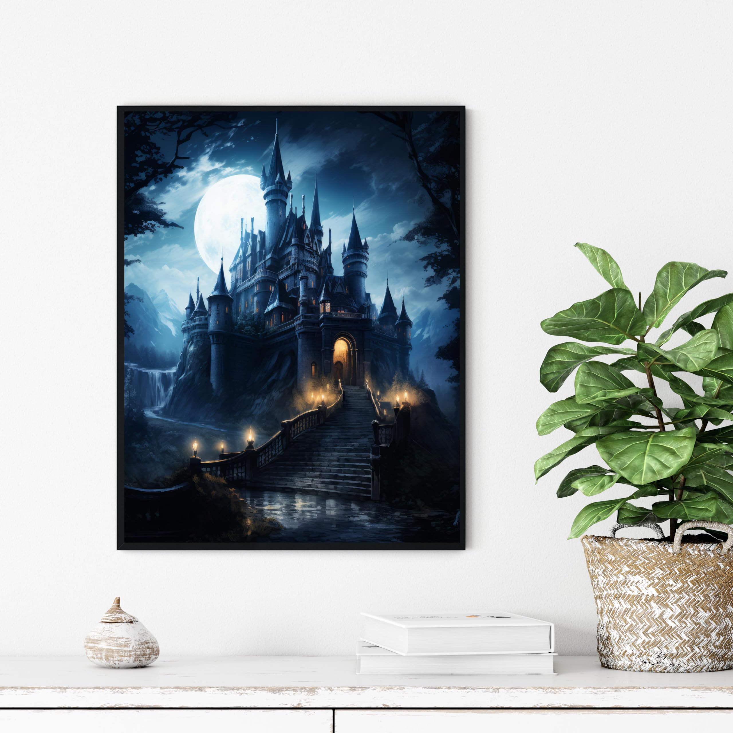 Amazon.com: Gothic Castle in Moonlight Art Poster Print, Haunted