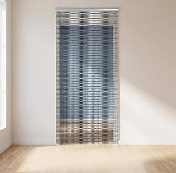 Luocute Aluminum Chain Curtain, 90x214.5cm Black Metal Chain Door Screen for Room Divider for Home Kitchen Shop Indoor Decoration