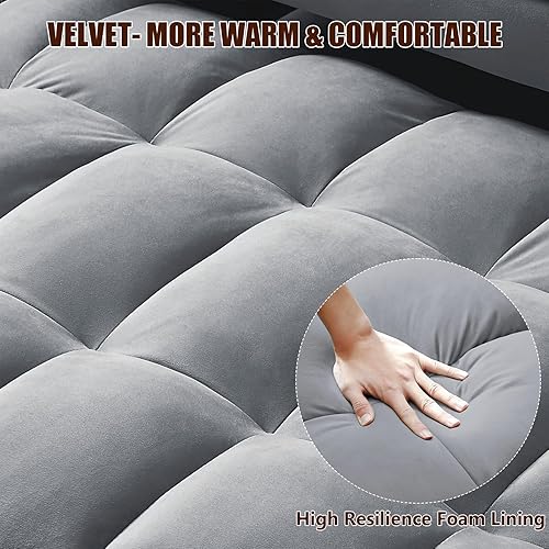 Miniatura 6 de Yafylly Sofá cama 3 en 1, sofá cama extraíble con almacenamiento, silla convertible de terciopelo de tamaño matrimonial con 2 bolsillos y 2