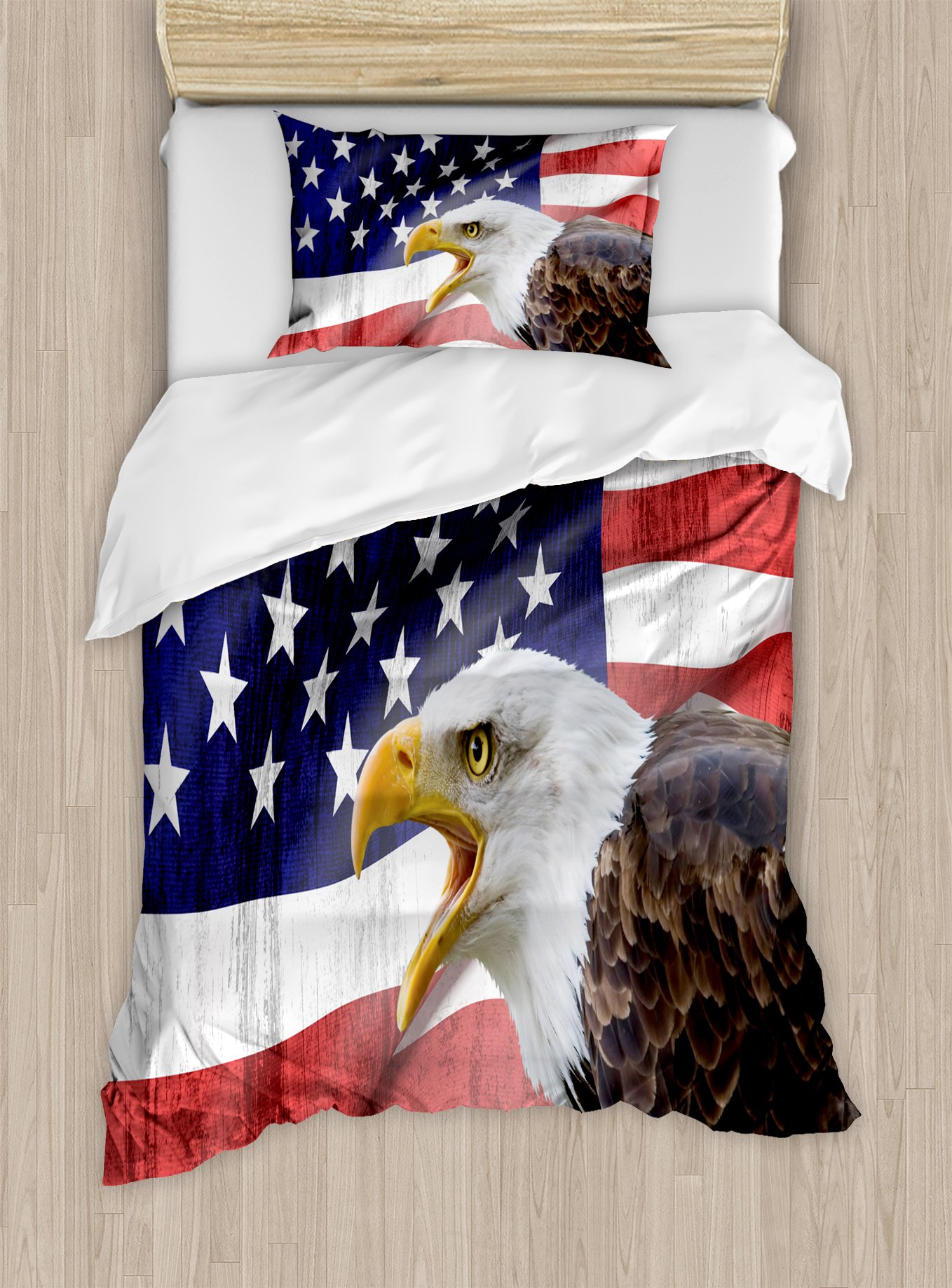 Amazon｜アメリカ国旗インテリア布団カバーセットby Ambesonne、Eagle