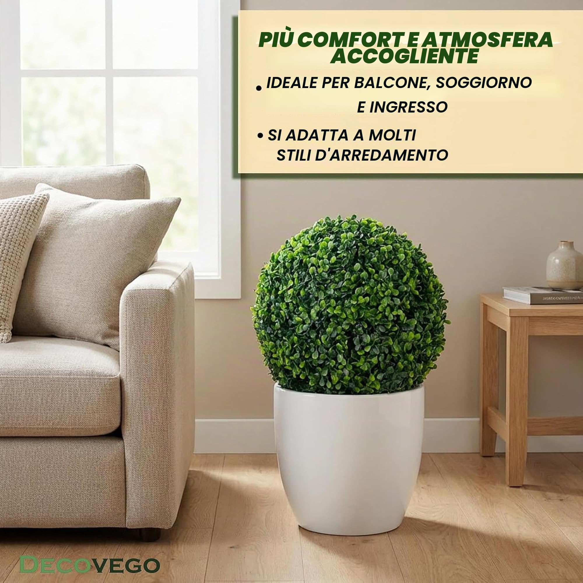 Decovego Bosso Pianta Decorativo 35 cm Palla di Bosso Artificiale Piante Artificiali Pianta Artificiale