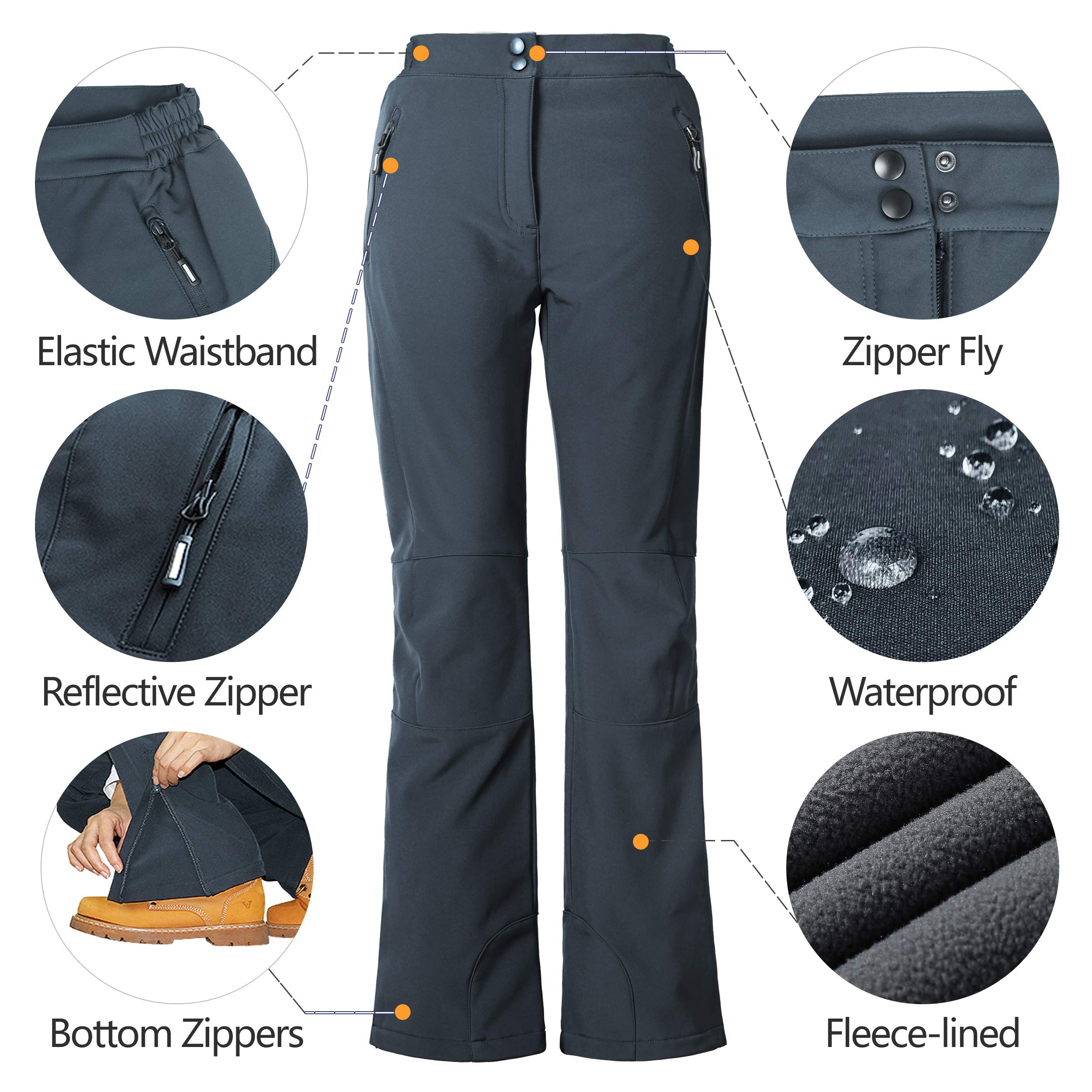 Outdoor Ventures Pantalones de esquí para mujer, pantalones de senderismo, impermeables, pantalones térmicos de invierno, ropa térmica, pantalones de esquí, pantalones de trabajo