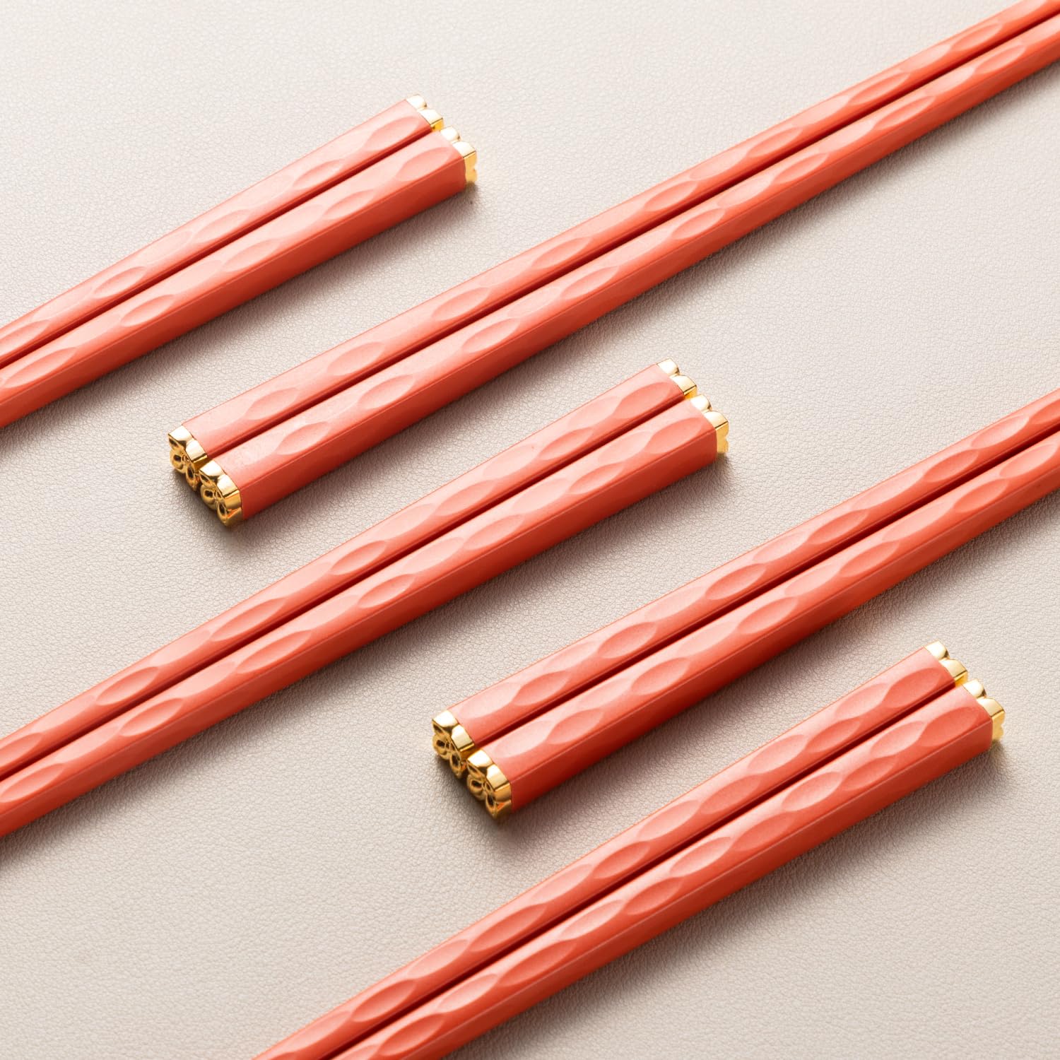 HuaLan 5-Pair Luxury Alloy Chopsticks Set - Japanese Style Non-Slip, Heat Resistant, Reusable Family Gift