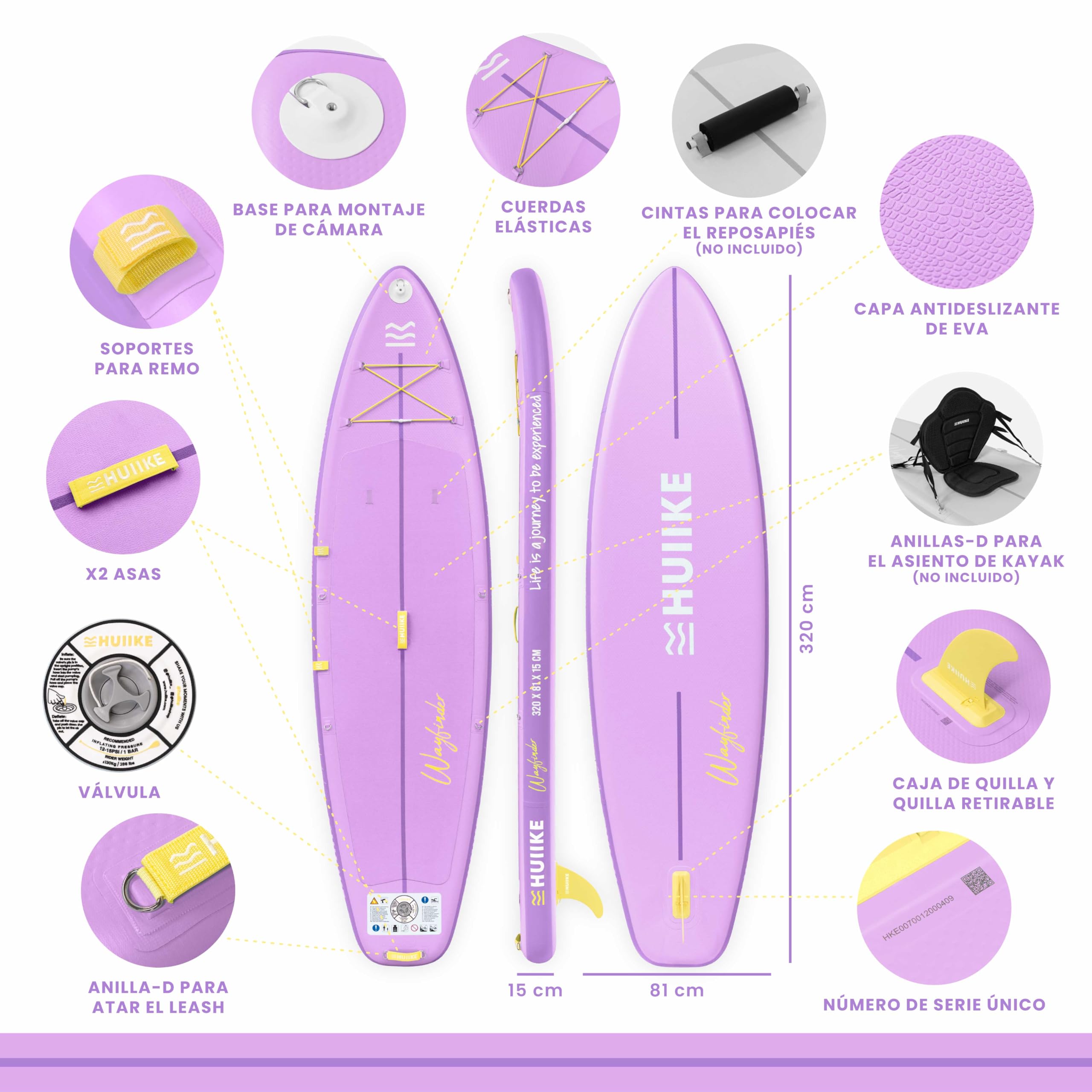 HUIIKE Tabla Paddle Surf Hinchable Touring con Accesorios Incluidos, Remo, Quilla, Leash, Inflador y Mochila. Stand Up Paddle Board Gran Estabilidad y Resistencia