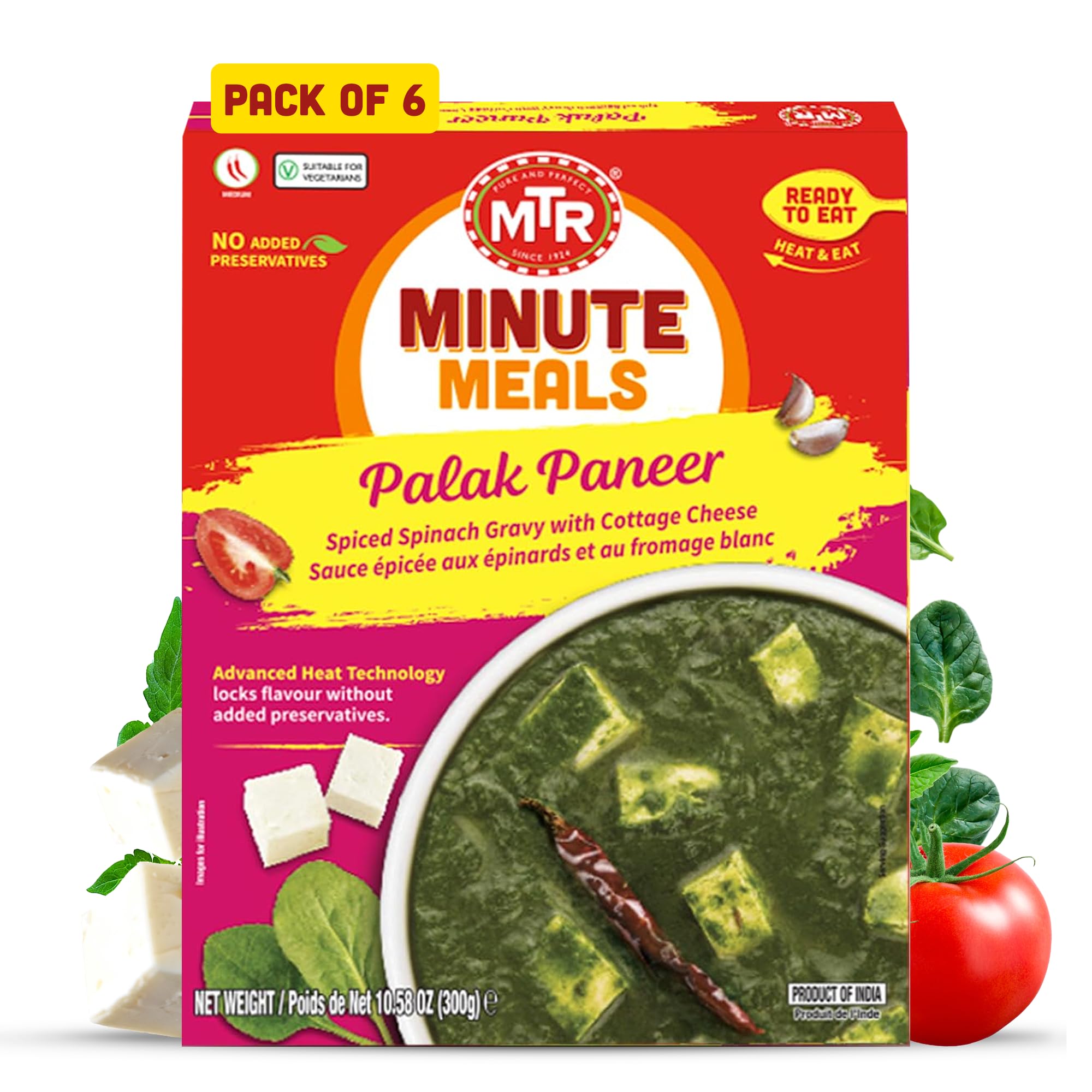 - Minute Meals: Palak Paneer - Spiced Spinach Gravy with Cottage Cheese - Tasty Indian Meal with No Added Preservatives - A Quick Meal Suitable for Vegetarians, Ready in Minutes! (Pack of 6)