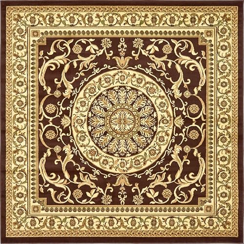 Unique Loom - Alfombra clásica tradicional, colección Versalles, Polipropileno, Marrón marfil Unique Loom - Alfombra clásica tradicional, colección Versalles, Polipropileno, Marrón marfil