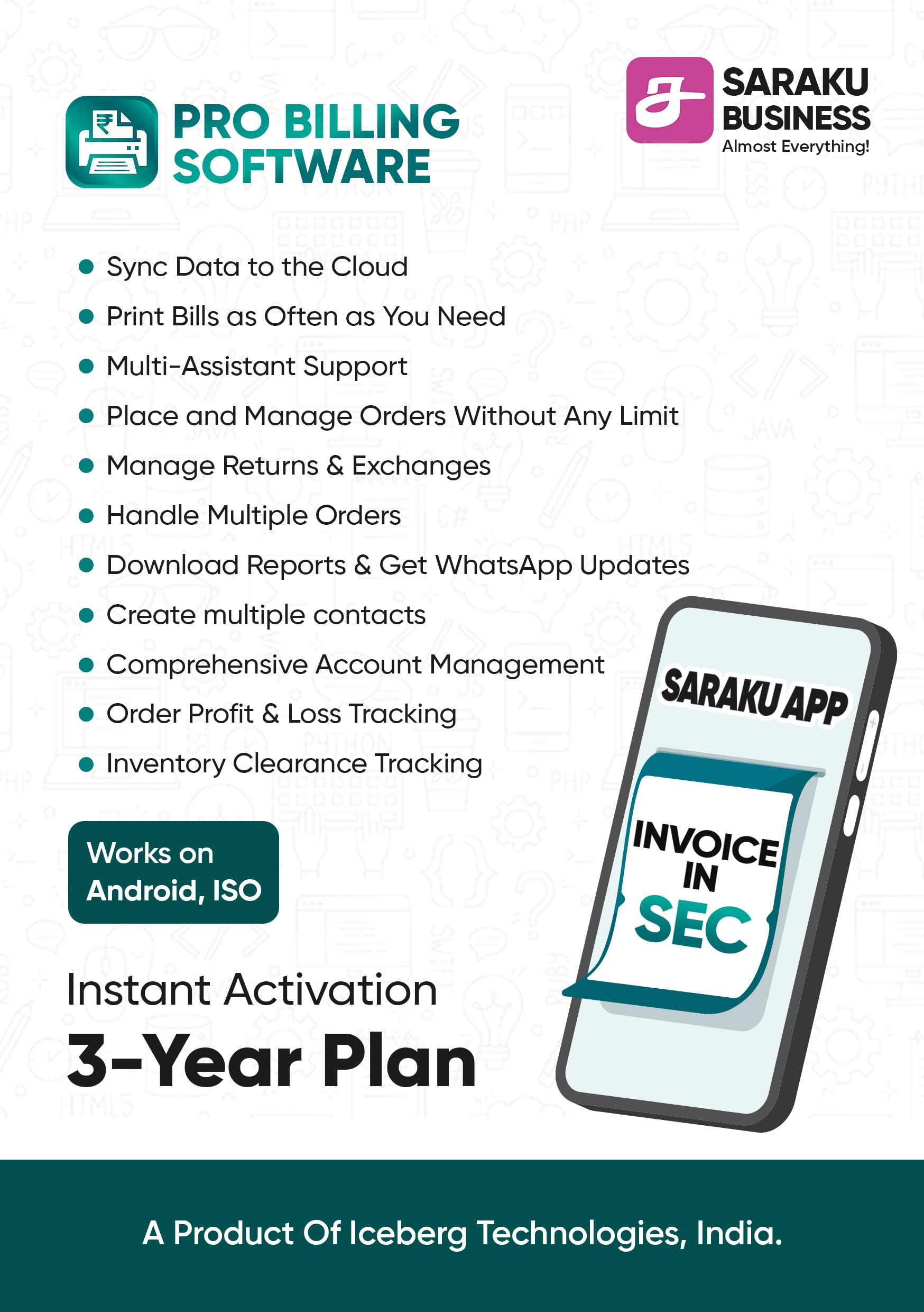 Saraku Pro Billing Software | 3-Year Plan | Cloud-Based Invoice & Inventory Management | Android & iOS Compatible | Instant Activation (Email Delivery)-image-29
