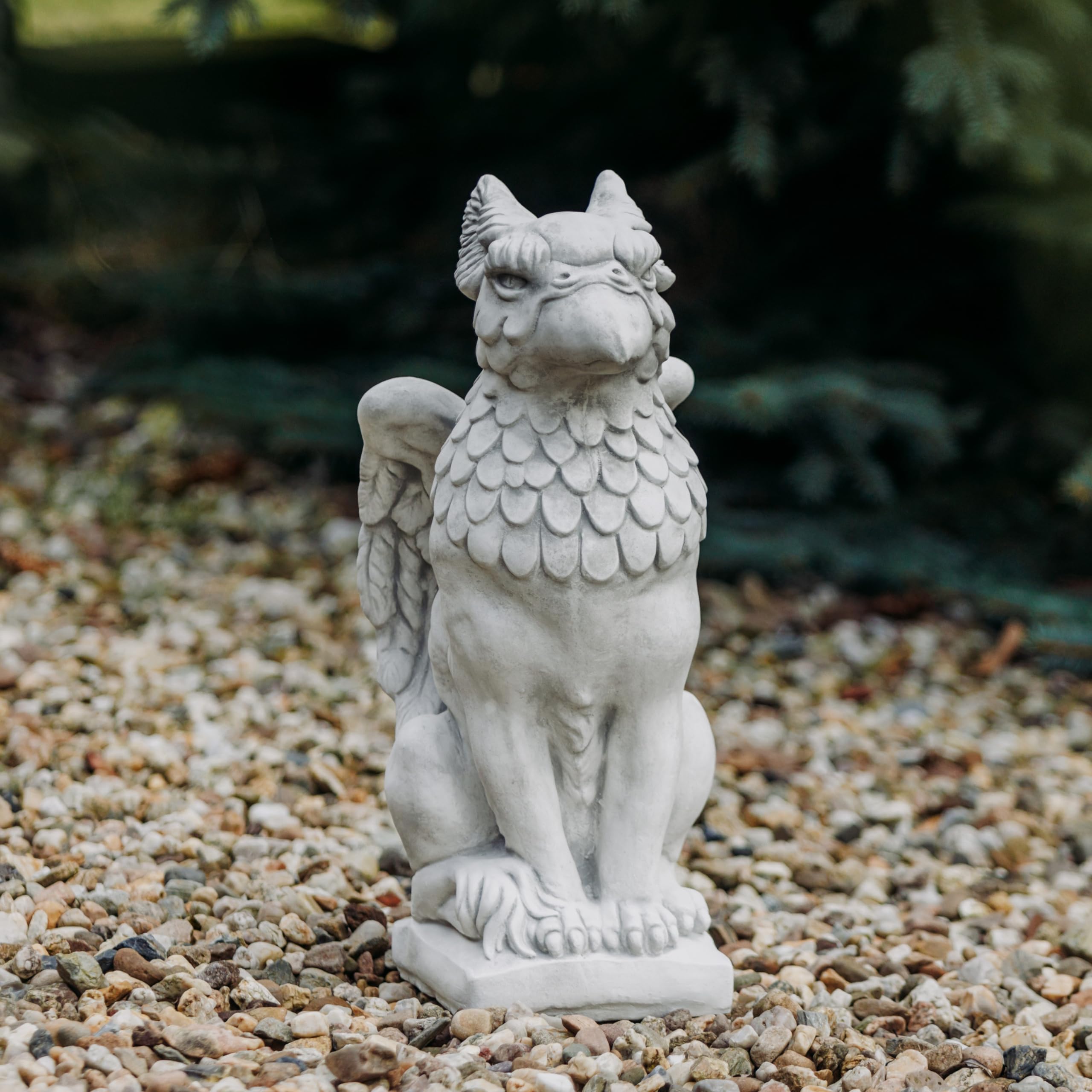 gartendekoparadies.de Greif ein mitico Leone e Aquila Figura Pietra H 55 cm 30 kg Grigio Ghiaccio Antigelo per Esterni