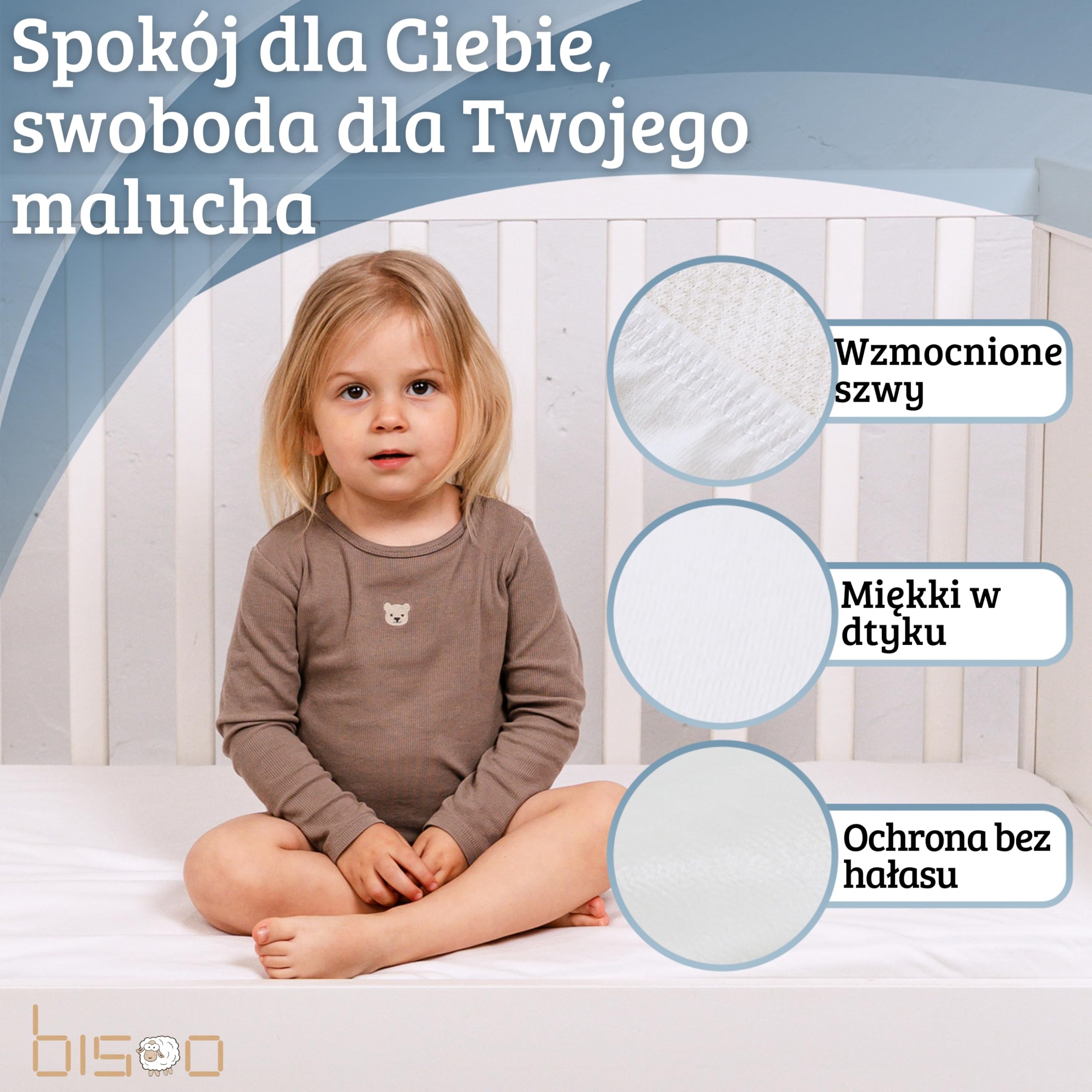 Bisoo Magic Sheet 60x120 Białe Prześcieradło z gumką do łóżeczka kojca | 2w1, Zastępuje Ochraniacz na Materac, Wodoodporne, Oddychające, Miękki Bawełniany Jersey Oeko-Tex