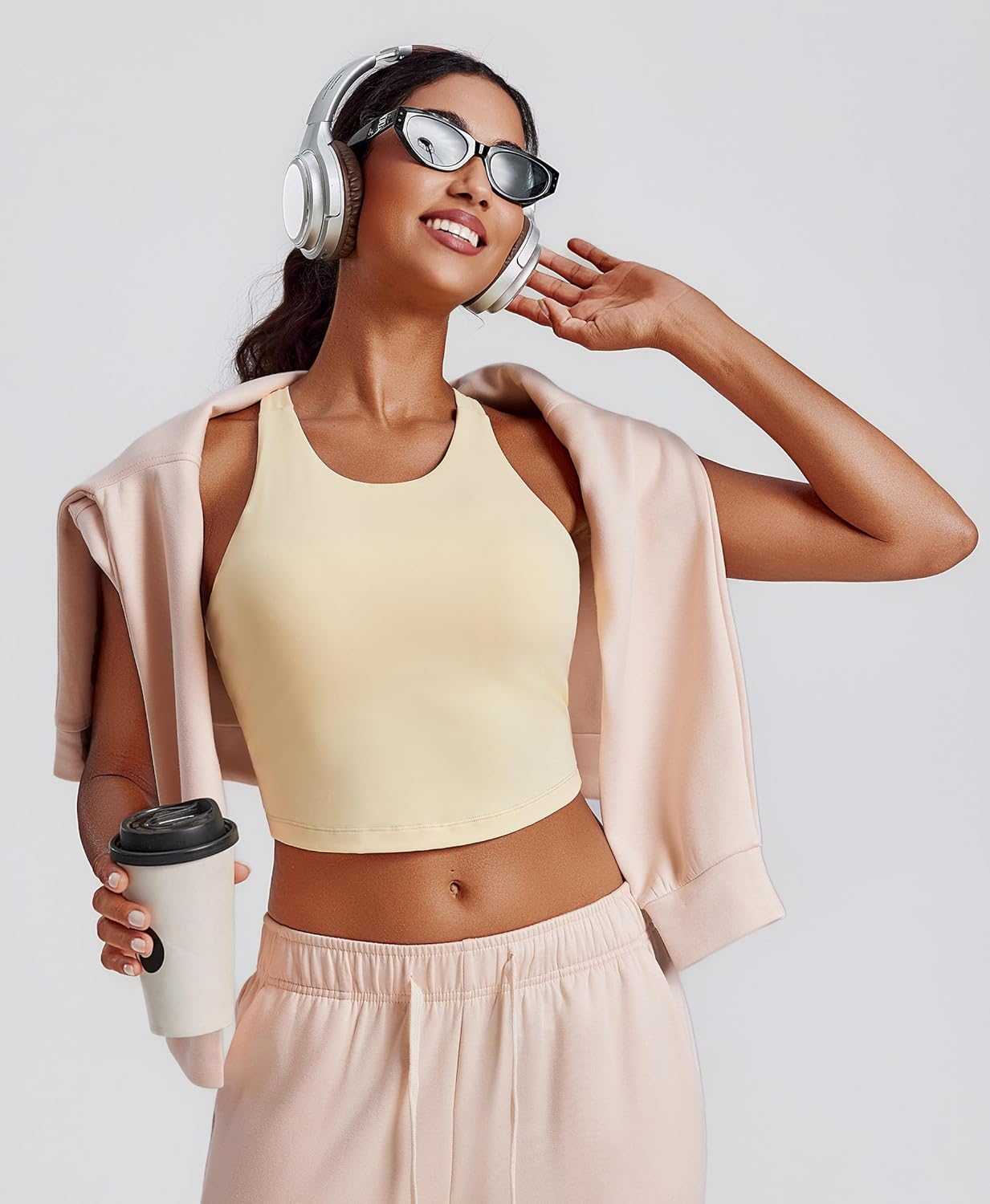 PINSPARK Women Sports Bra High Neck Racerback Workout Crop Tank Top Longline Padded Yoga Tops with Built in Pads - Image 5