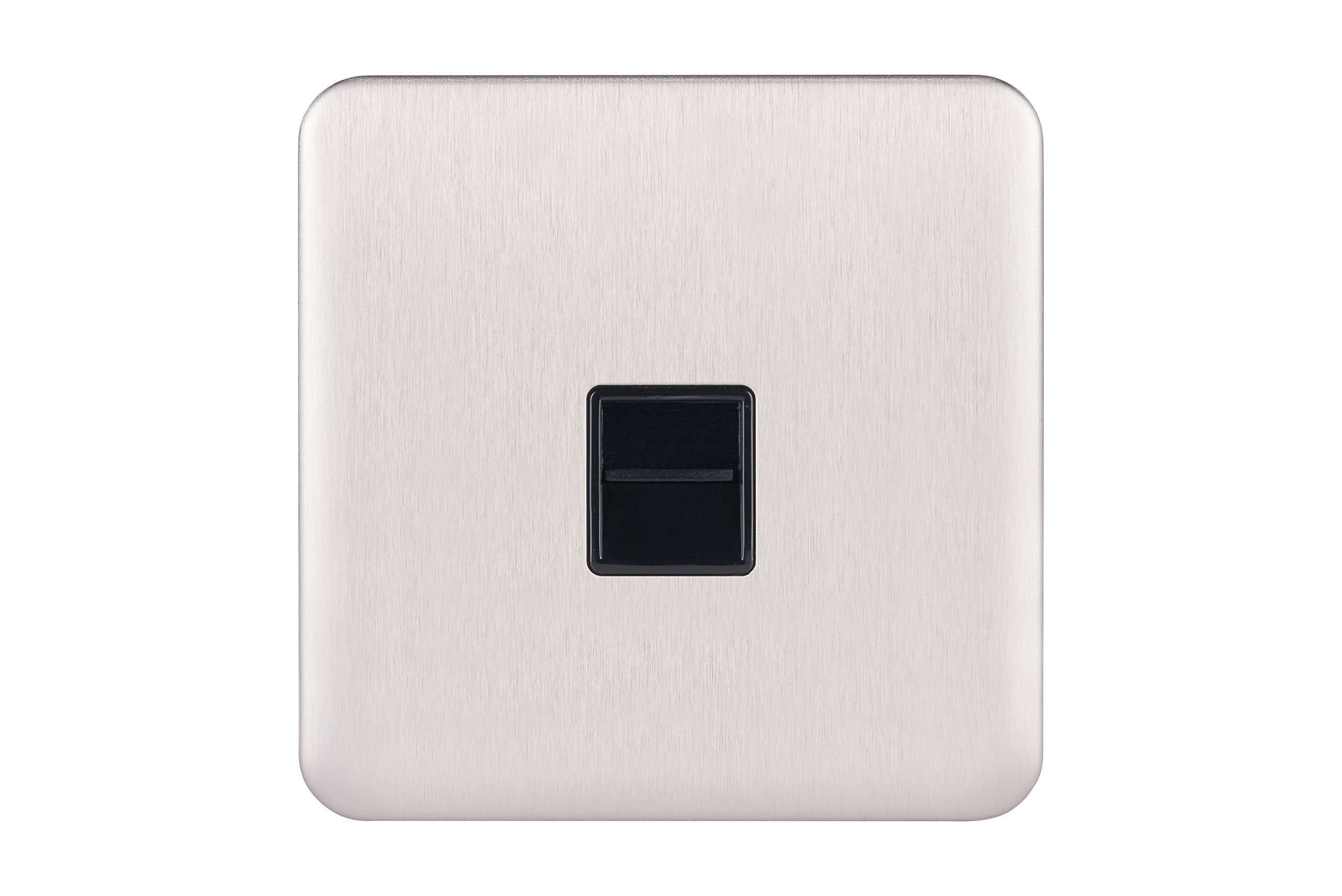 Schneider Electric Lisse Screwless Deco - Single Telephone Socket, Secondary, 240V GGBL7062BSS, Stainless Steel with Black Insert