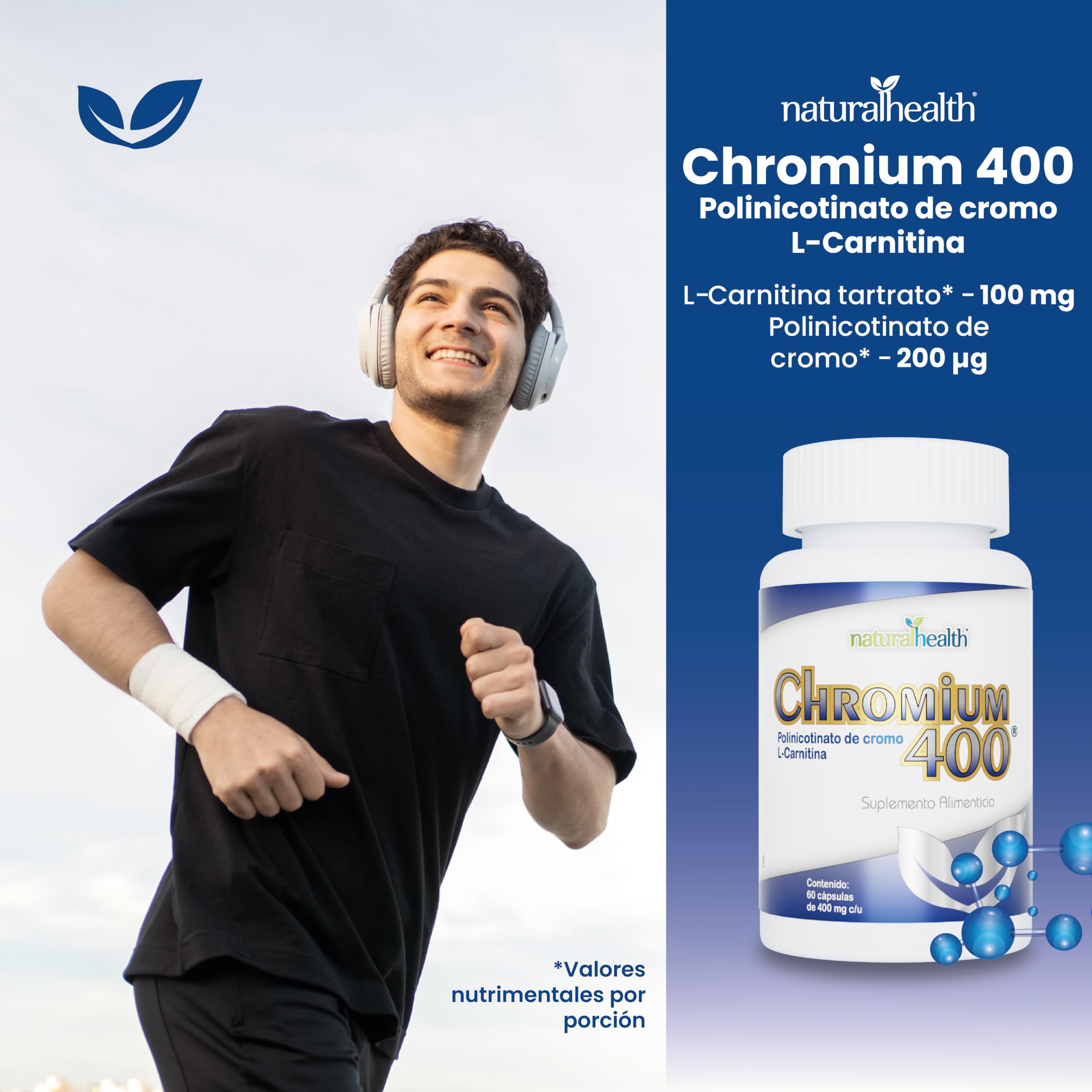 chromium 400 l-carnitina para que sirve Y Cromo 60 Cpsulas Zen Natura Sabor Sin sabor CHROMIUM 400, 2 frascoS con
