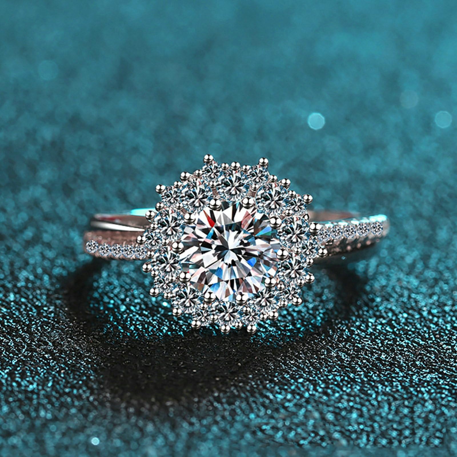 Anillo de compromiso para mujer, oro blanco de 14/18 quilates, 1 quilate, con diamantes cultivados en laboratorio