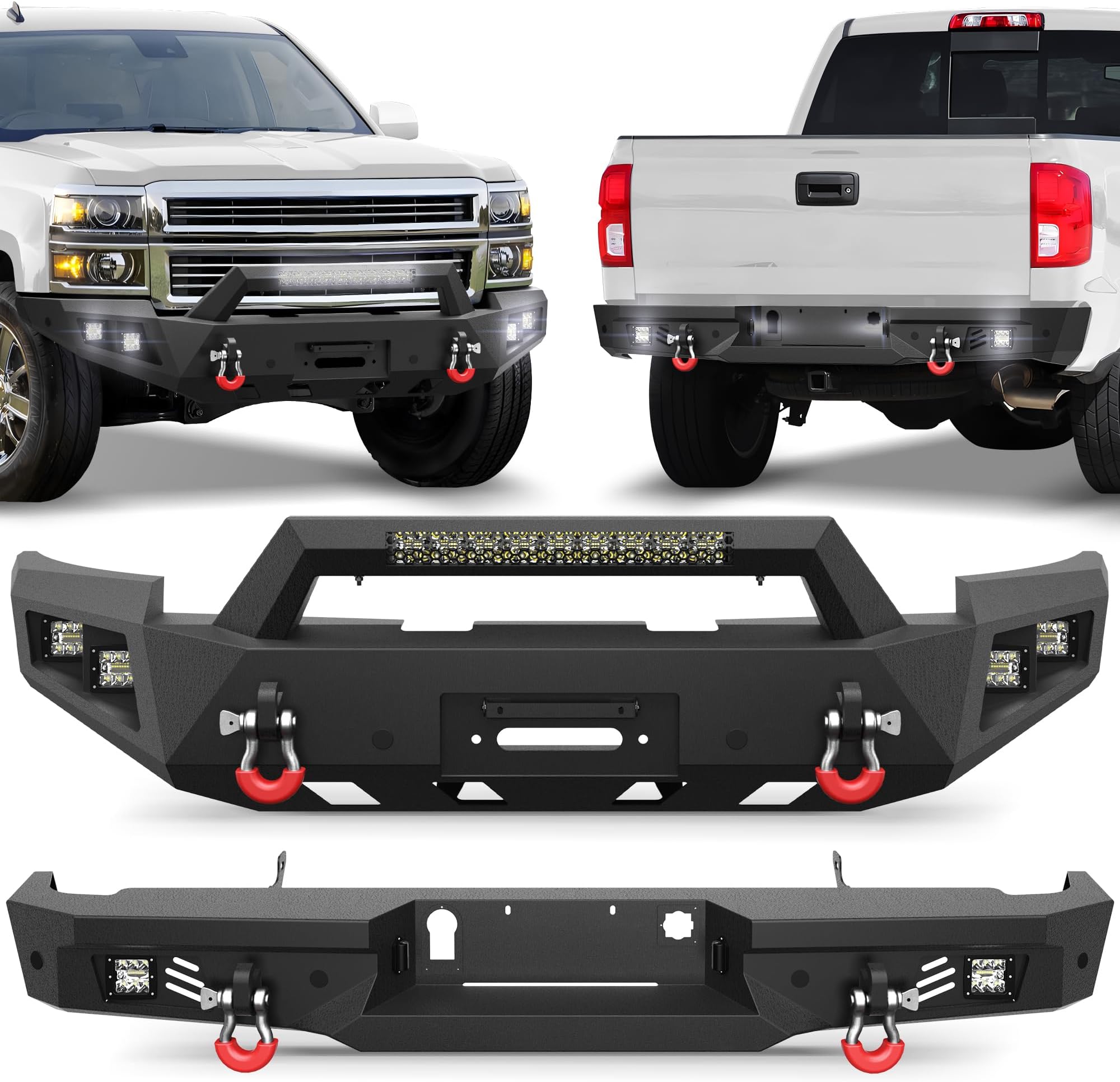 Silverado 1500 Front and Rear Bumper Kit for 2014 2015 Chevy Silverado 1500 Pickup