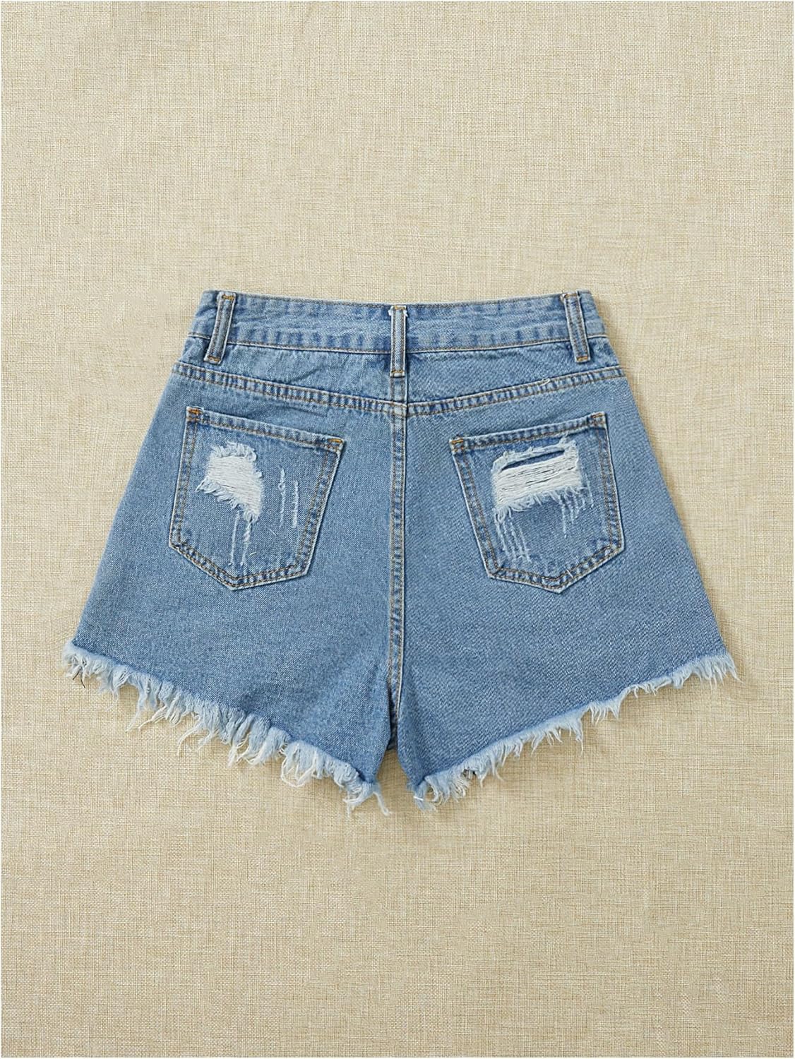 Floerns Women's Distressed Raw Hem Denim Shorts High Waisted Casual Ripped Jean Shorts - Image 4