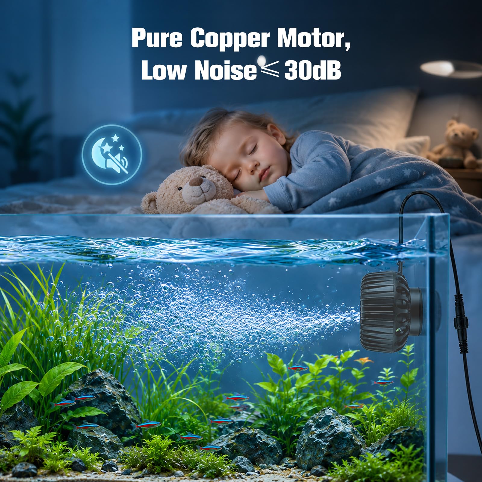 Mini pompa di birra acquario 8000L/h 10W pompa di circolazione DC con 10 velocità e 4 modalità, Wave Maker acquario magnetico per serbatoio di pesce 120-350L per acqua dolce e salata