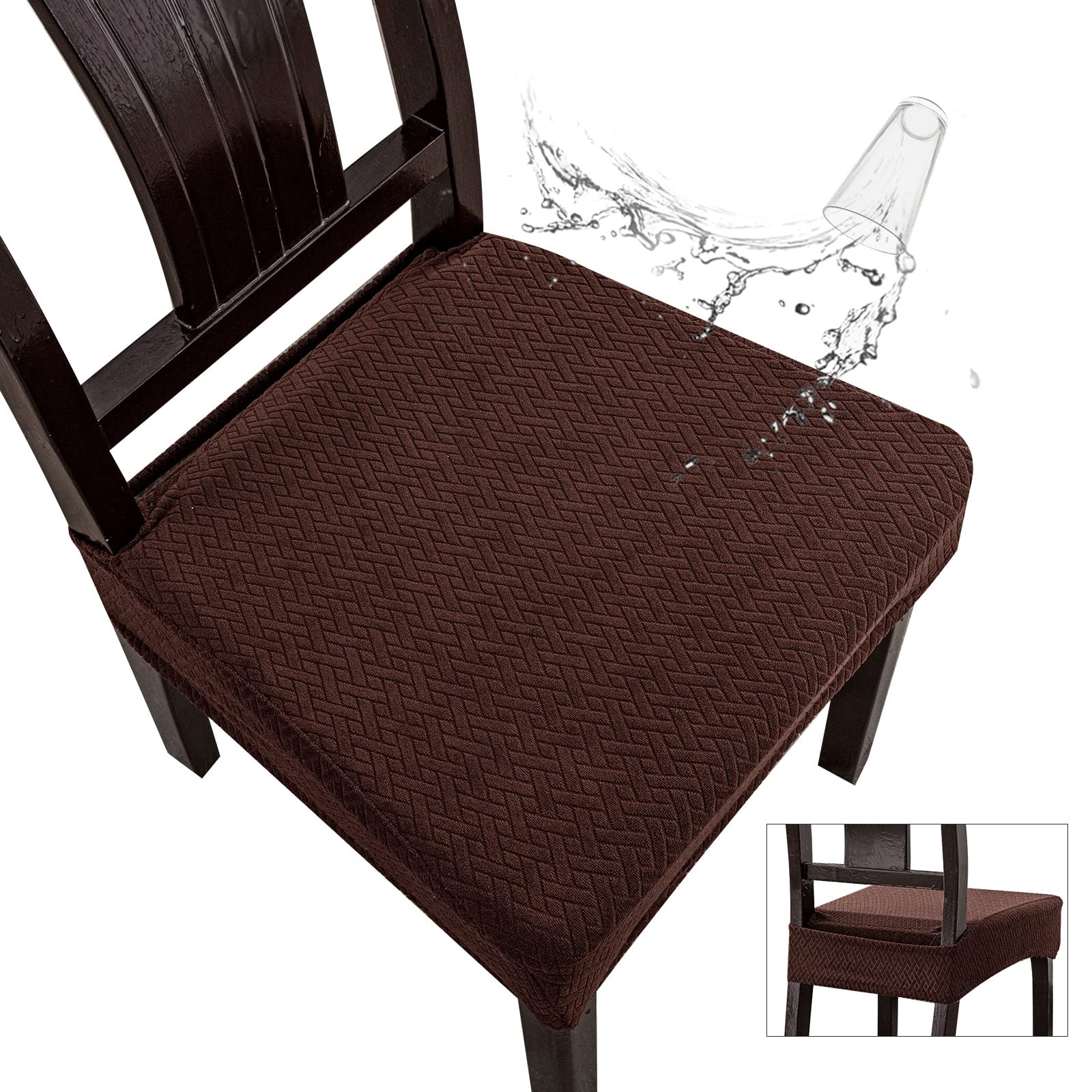 Genina Waterproof Seat Covers for Dining Room Chairs, Rear Covered