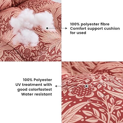 Miniatura 3 de ARTPLAN Cojines para silla de exterior y respaldo bajo, 40 x 20 x 4 pulgadas, cojín de mimbre grueso copetudo para patio exterior con lazos para