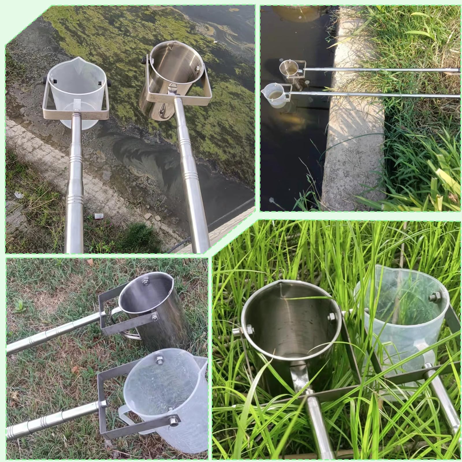 Ekologiczny zestaw próbników jakości wody – teleskopowy drążek i wiadro do pobierania próbek wody 1000 ml, pionowa konstrukcja huśtawki do dokładnego testowania i pobierania wody