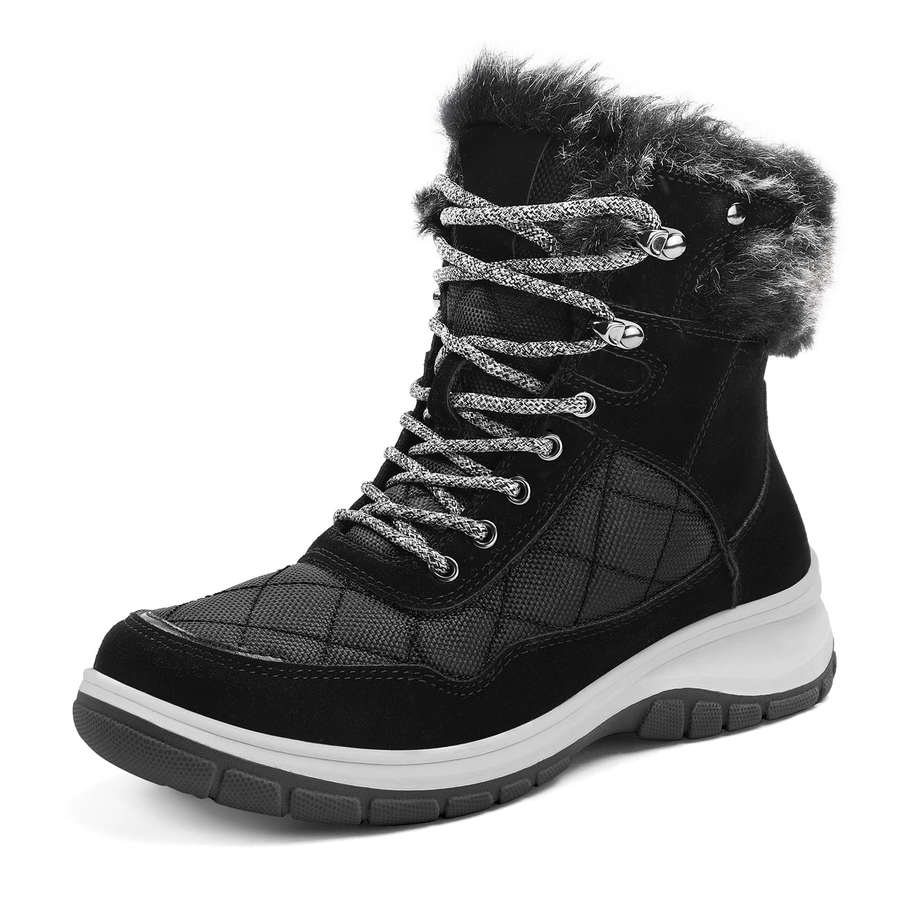 mysoft Womens Snow Boots Waterproof Insulated Warm Lace-Up Winter Booties for Outdoor