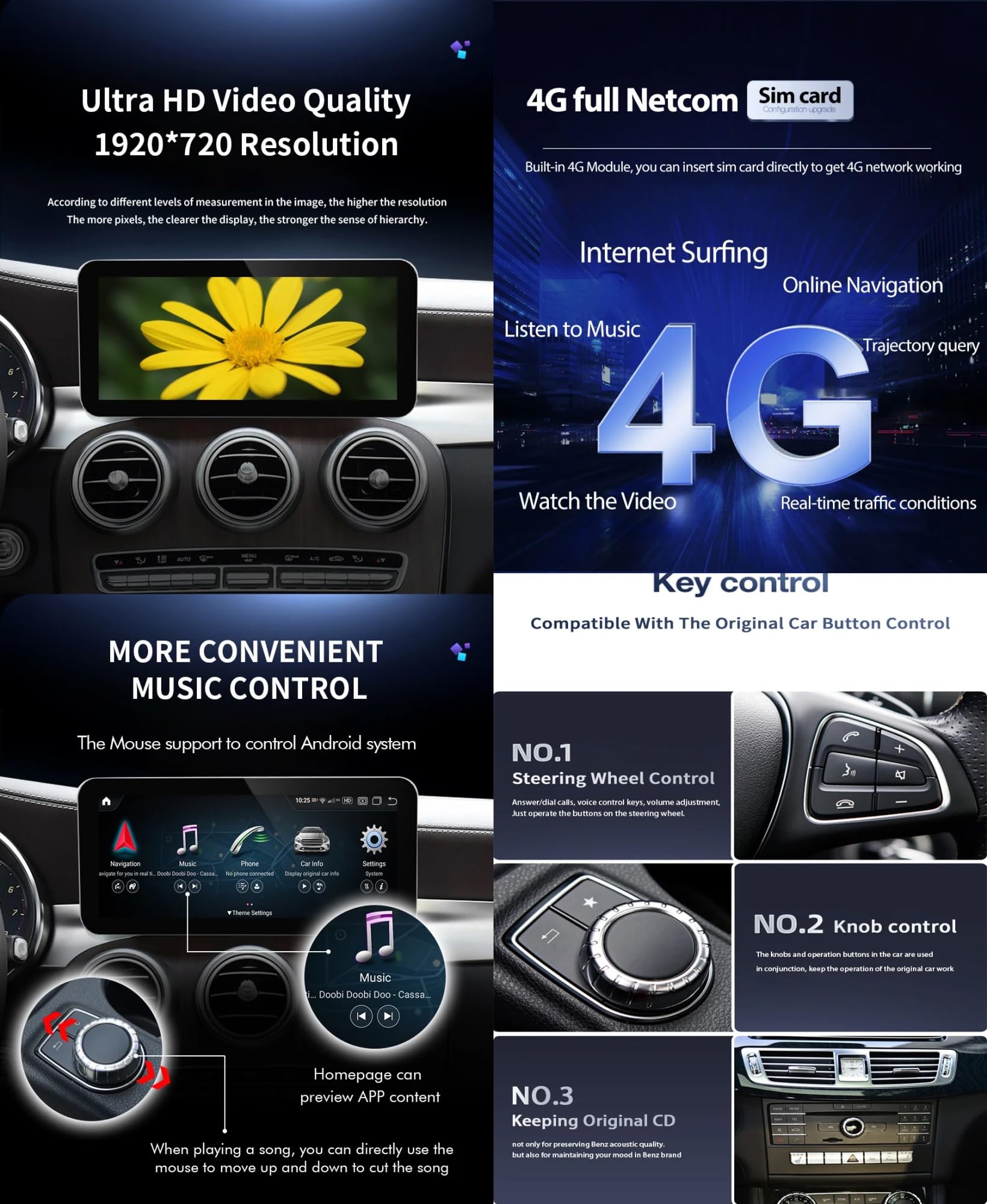 Android 14 Autoradio Écran Tactile Autoradio 12.3 Pouces 2 Din pour Mercedes Benz Vito W447 116 2014-2022 avec CarPlay FM Bluetooth Appel Mains Libres Caméra de Recul Télécommande de Volant(S-6(8G+128