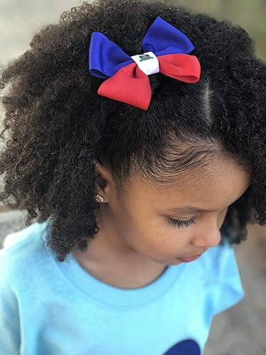 Miniatura 2 de Haiti Flag Hair Bow Girls Women Hair Accessories Cultural Multicultural School Events QXP Shop