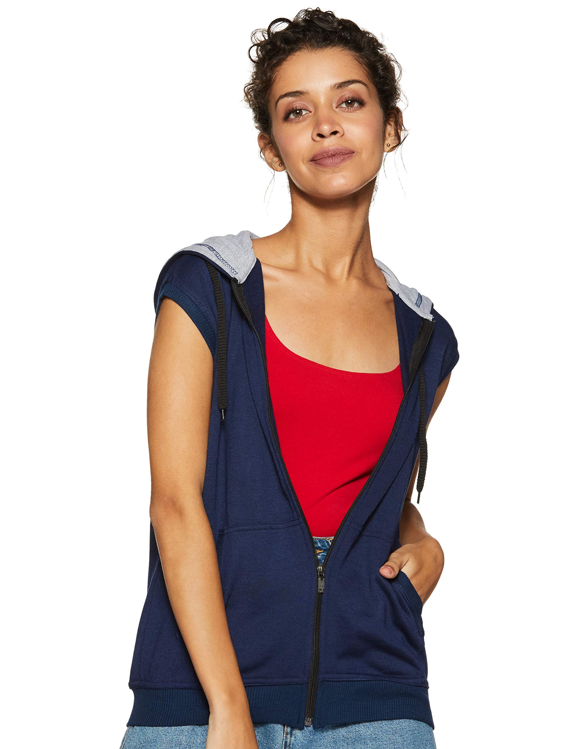 glammore Women's Cropped Fleece Zip-Up Hoodie - Sleeveless Sweatshirt with Hood, 60% Cotton Blend, Ideal for Sports, Casual Wear, and Daily Activities-picture-10