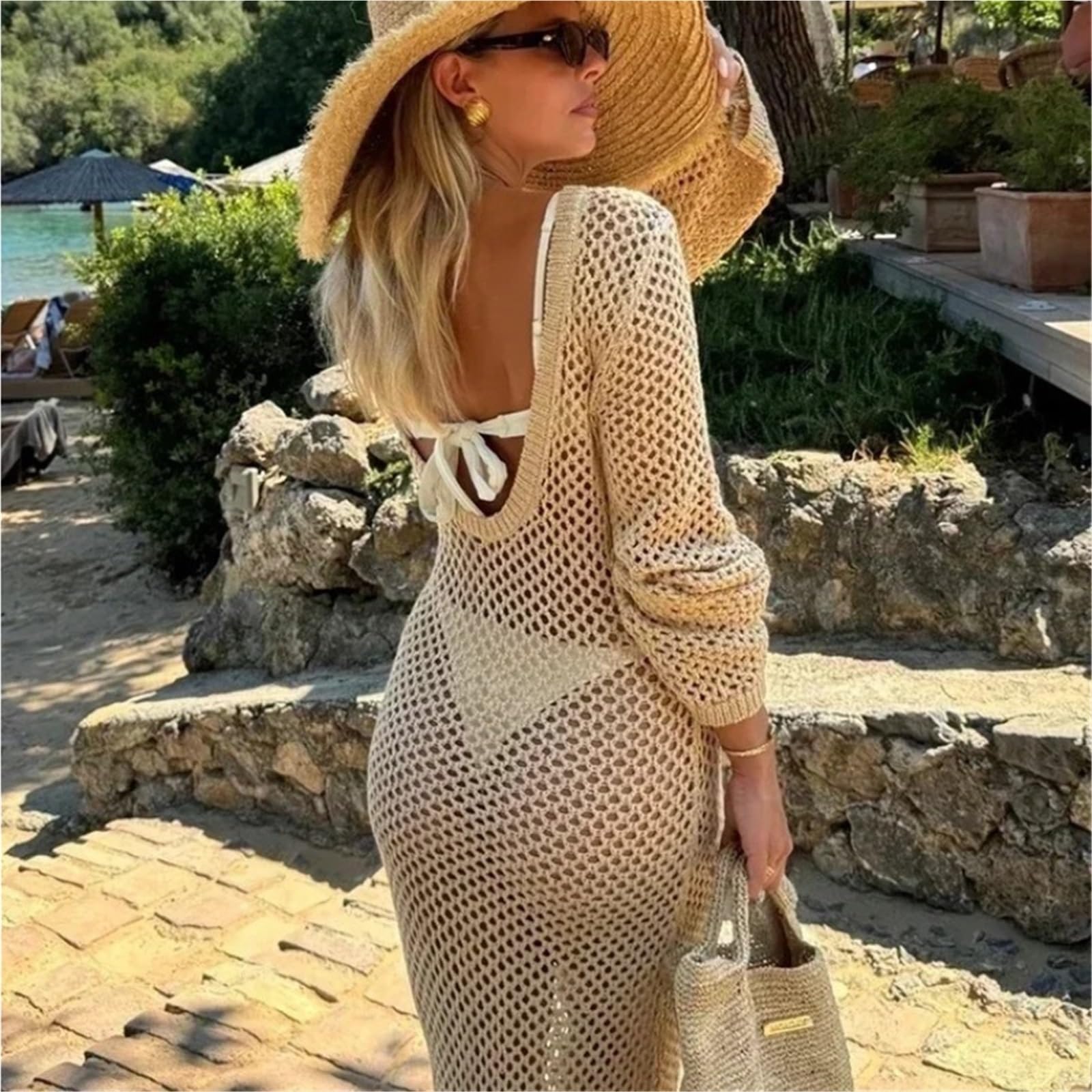 Copricostume da Bikini Copricostumi da Spiaggia, Abiti Lunghi in Maglia, Costumi Bagno Estivi Donna, all'Uncinetto per Vacanza