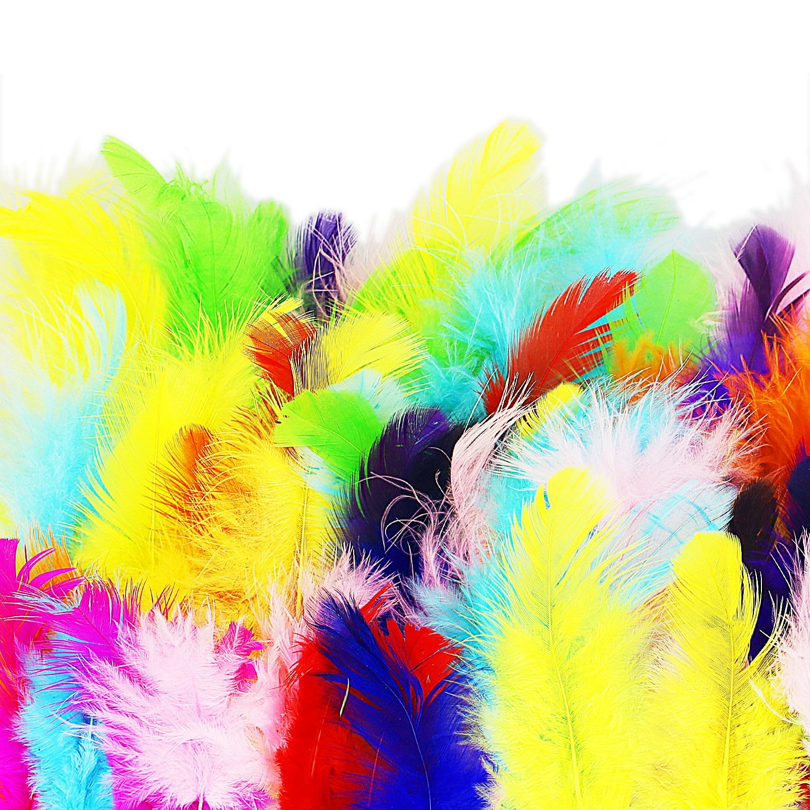 100 Pcs Goose Feathers, Colorful Feathers, Feathers for Crafts, Craft Feathers, Striking Feathers, for DIY Decorations, Hat, Costume