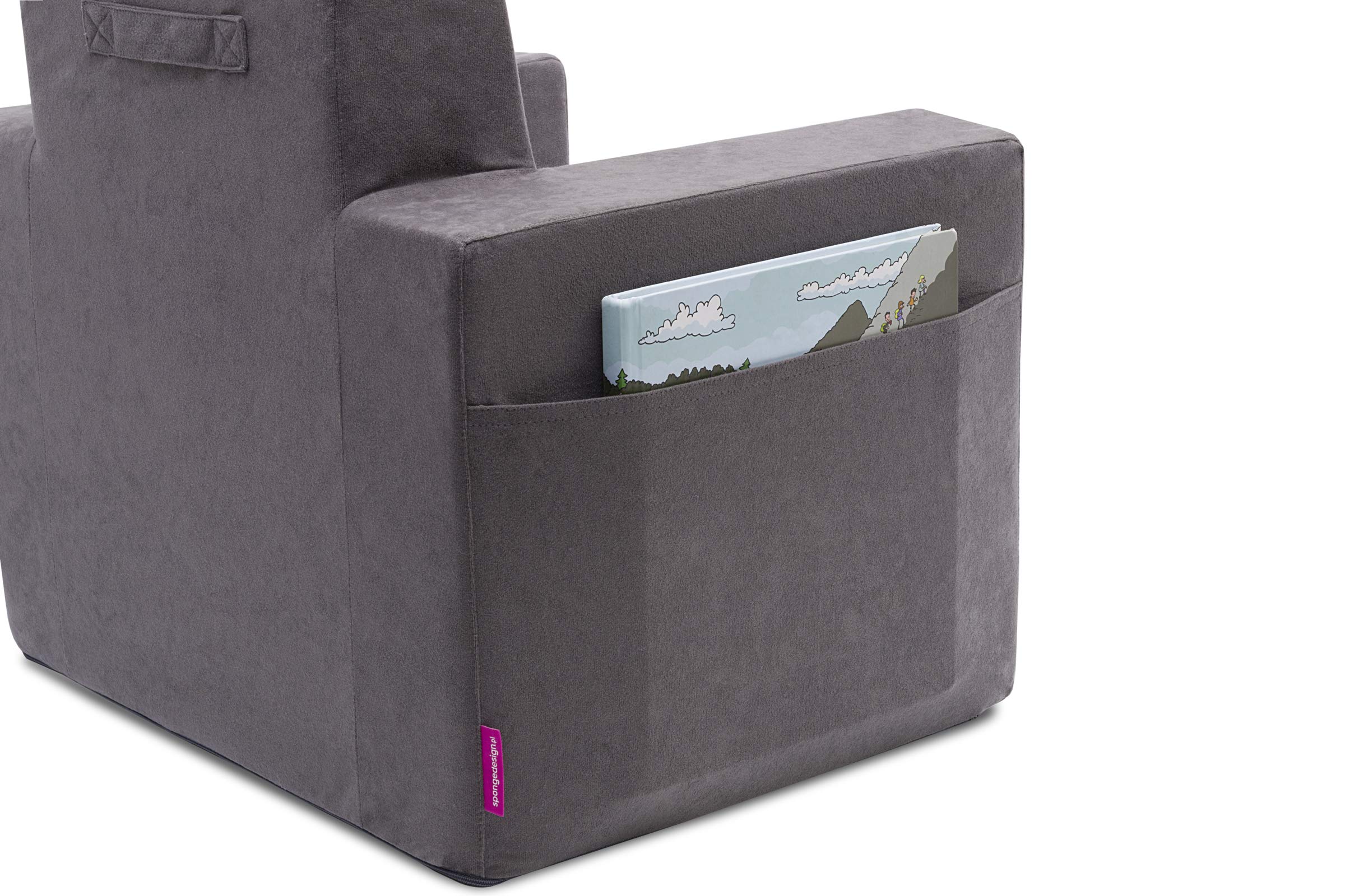 Badum - Poltrona per Bambini da 2 Anni - Poltrona per Bambini - Stabile, Comoda, in Schiuma, con Maniglia - Rivestimento Sfoderabile - Regalo di Compleanno per Bambina, Bambino - Rosa Chiaro