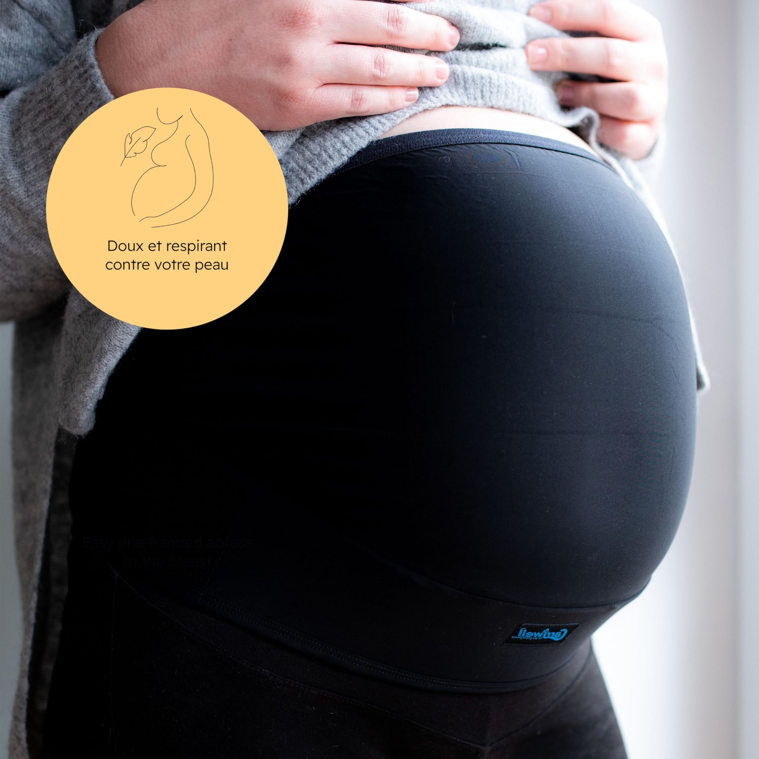 Carriwell Ceinture de Soutien Grossesse Deluxe Réglable | Ceinture de Soutien Abdominale Élastique & Respirante | Soulage les Douleurs Lombaires | Confortable, S’adapte à l’Évolution du Ventre | S/M