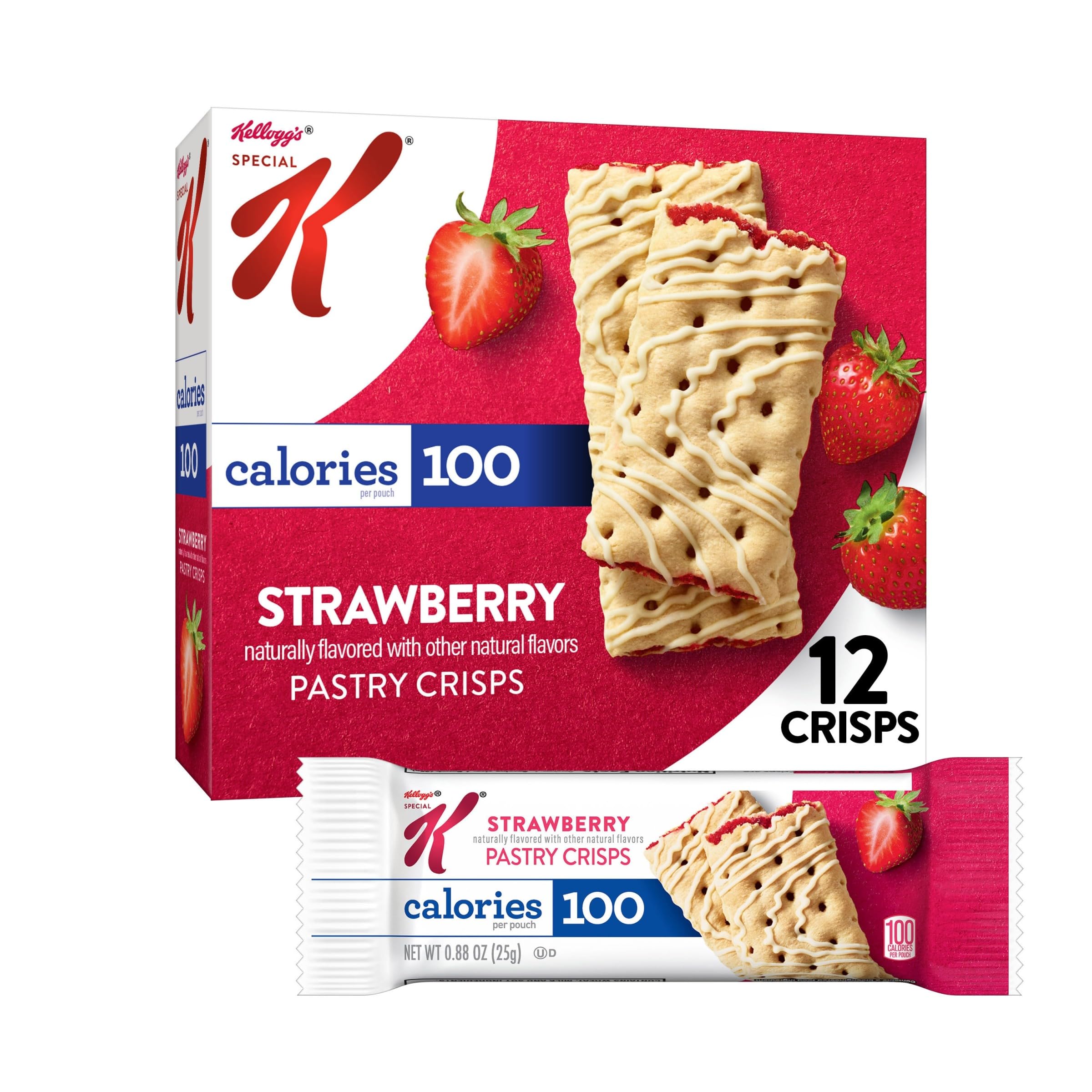 Bar Pastry Crisps, 100 Calorie Snacks, Breakfast Bars, Strawberry, 5.28oz Box (12 Crisps)