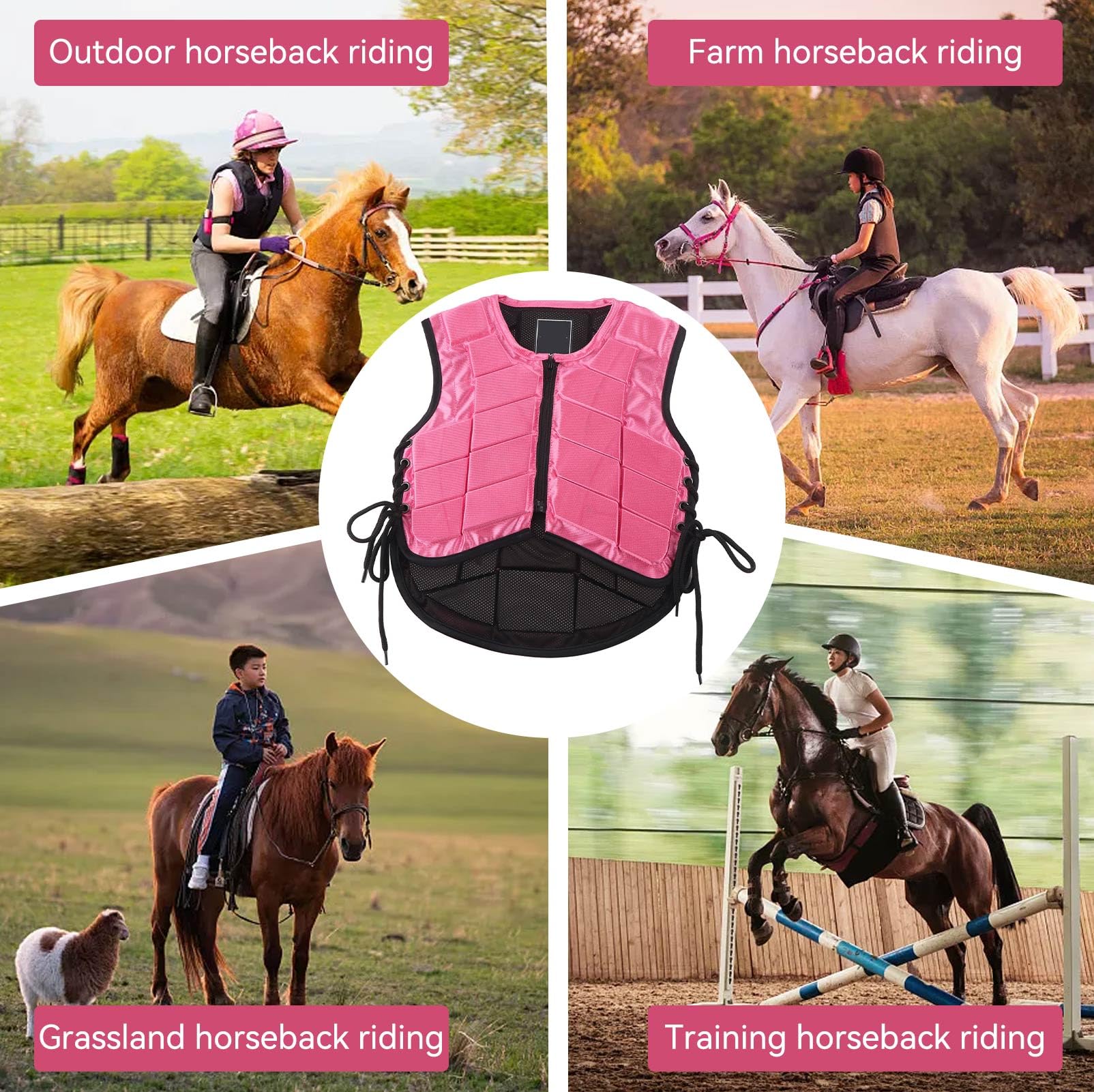 Gilet equestre per Bambini, Gilet Protettivo equestre Unisex Imbottito per Equitazione Equipaggiamento Protettivo Gilet Protettivo per Allenamento per Equitazione, Gilet Sicuro