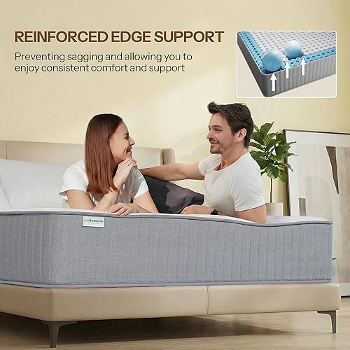 Miniatura 5 de Life Balance - Colchón tamaño King para aliviar el dolor de espalda, colchón híbrido de 10 pulgadas con espuma de memoria de gel refrigerante,