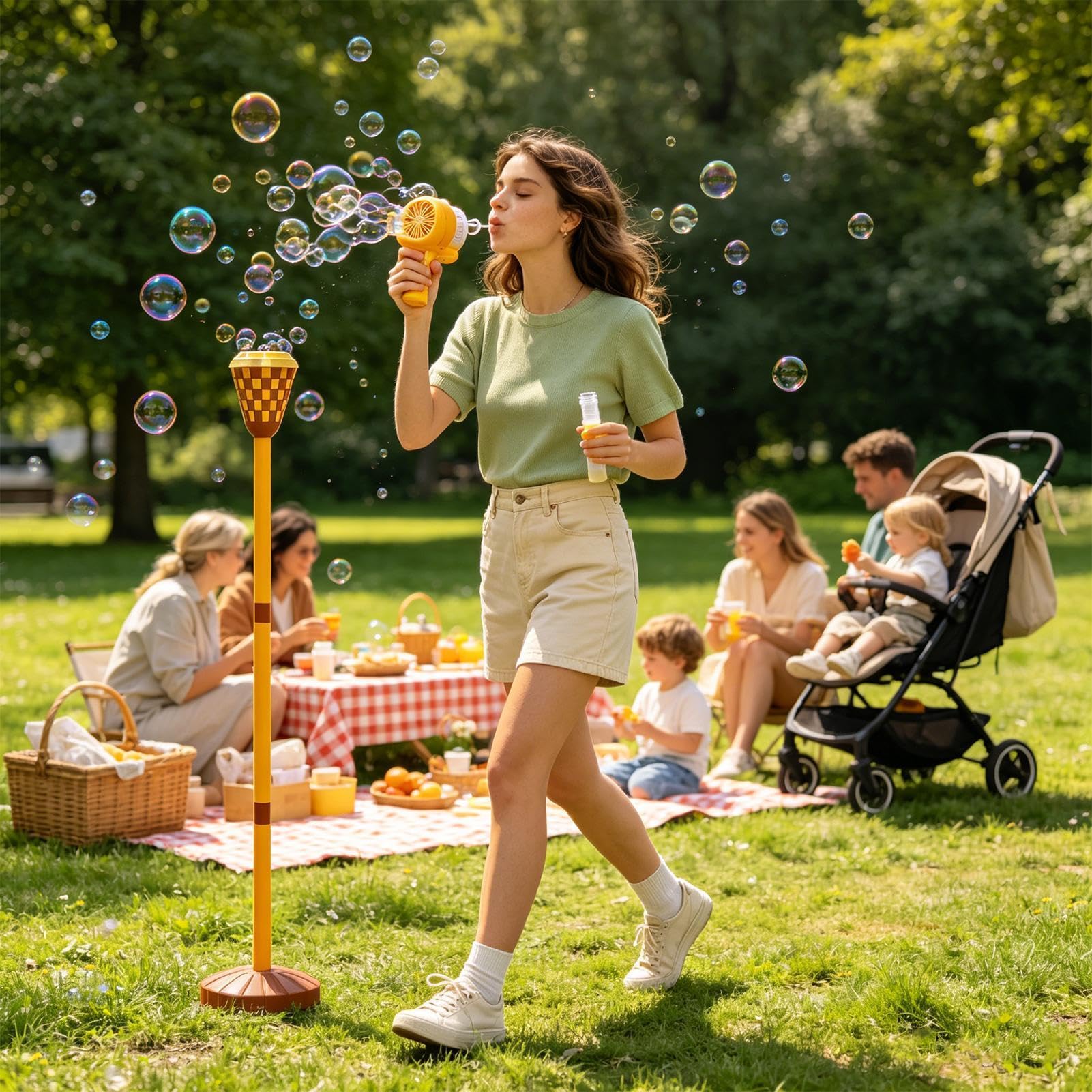 Macchina per Bolle con Musica 2 in 1 Automatico da Esterno | Giocattolo Da Esterno Macchina Per Bolle Bambini Adatto A Bambini E Ragazzi Giardino E Prato Spiaggia Picnic Piscina Festa
