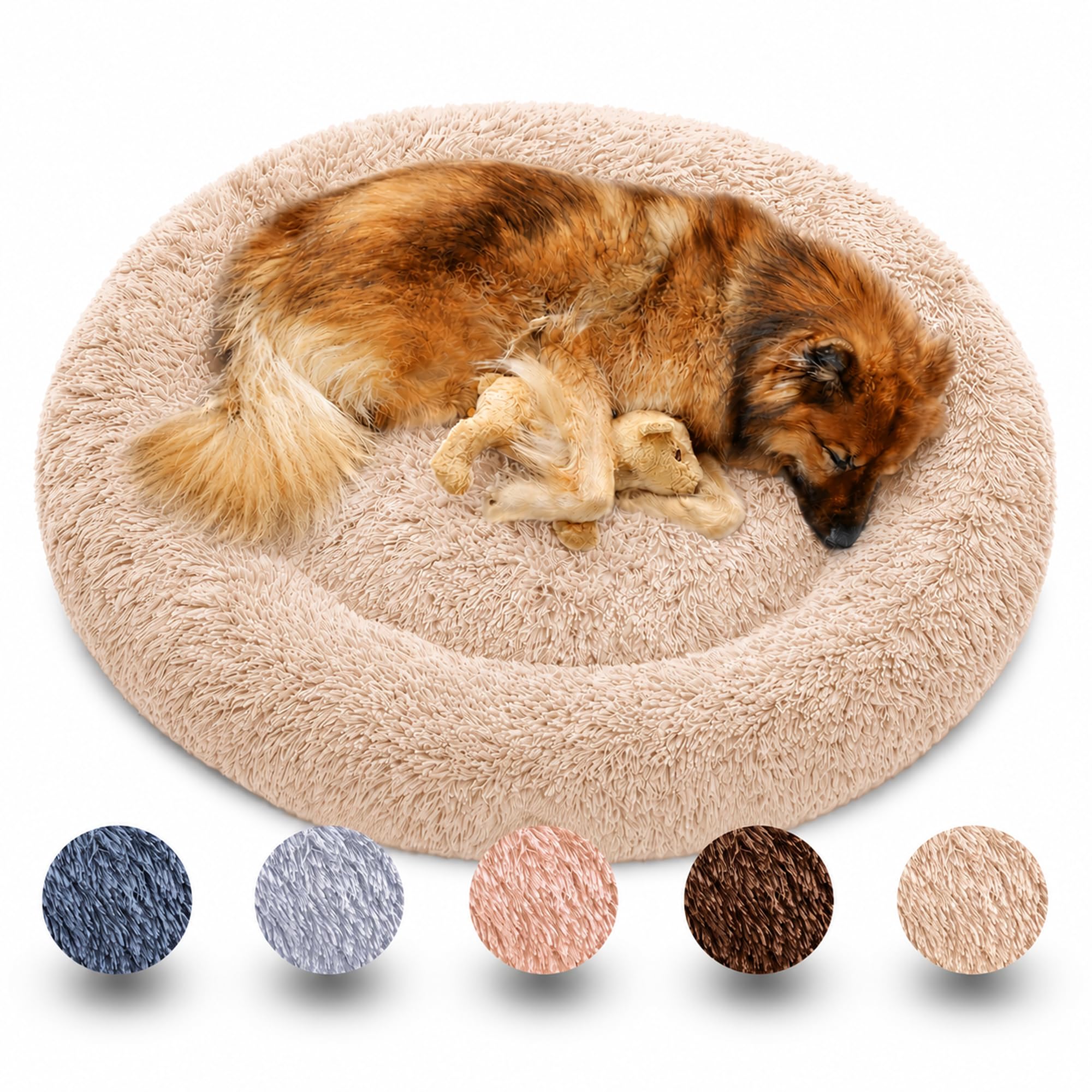 Hundebett Wolke 7 - Kuscheliges Hundekissen, waschbarer Bezug, gelenkschonend für kleine, mittelgroße & große Hunde, Beige, M - 70cm