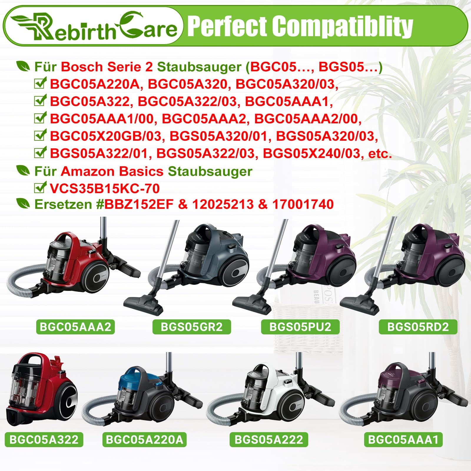 3 Paires De Filtres Pour Bosch BBZ152EF Serie 2,Filtres BGC05, BGS05, BGC05A220A, BGC05A320, BGC05A322, BGC05AAA1, BGC05AAA2, BGS05X240 - Pièces De Rechange Pour Aspirateur Basics VCS35B15KC-70