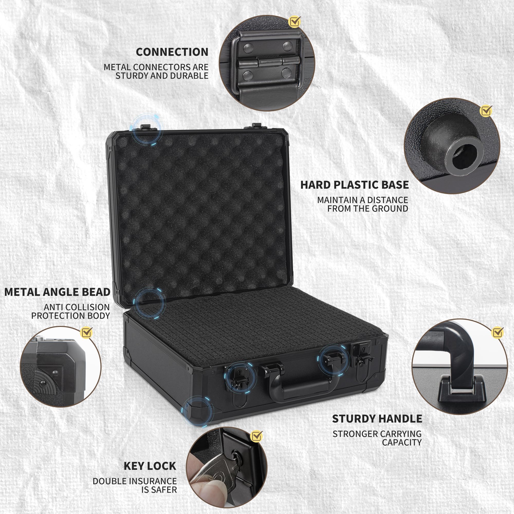 OUUTMEE Borsa per il trasporto con schiuma pre-cubo personalizzabile, lega di alluminio, struttura stabile, ideale per microfono, equimento, fotocamera, strumenti, registratori ecc