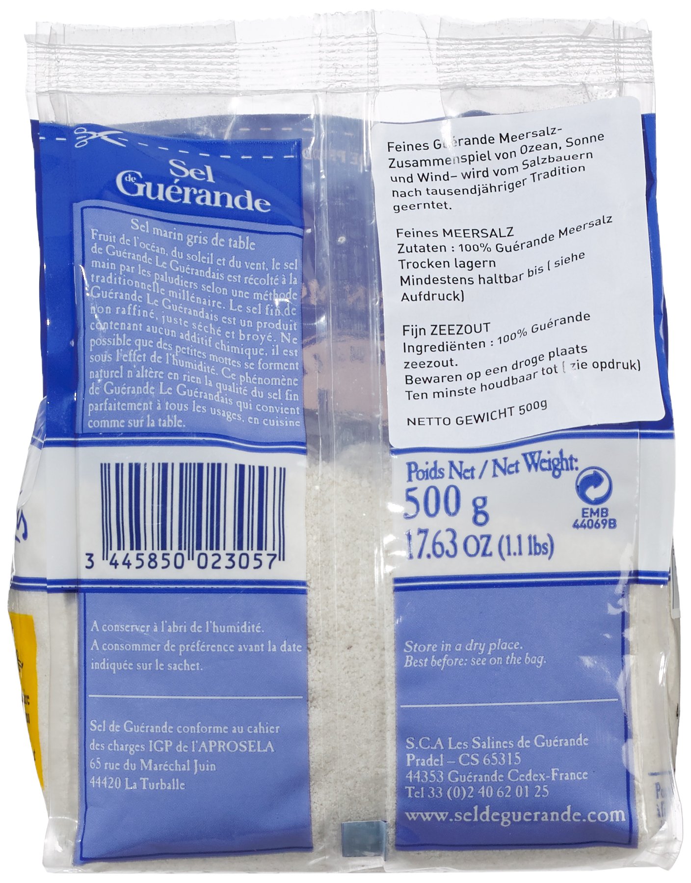 Le Guerandais Feines Meersalz Standbeutel, 3er Pack (3 x 500 g)