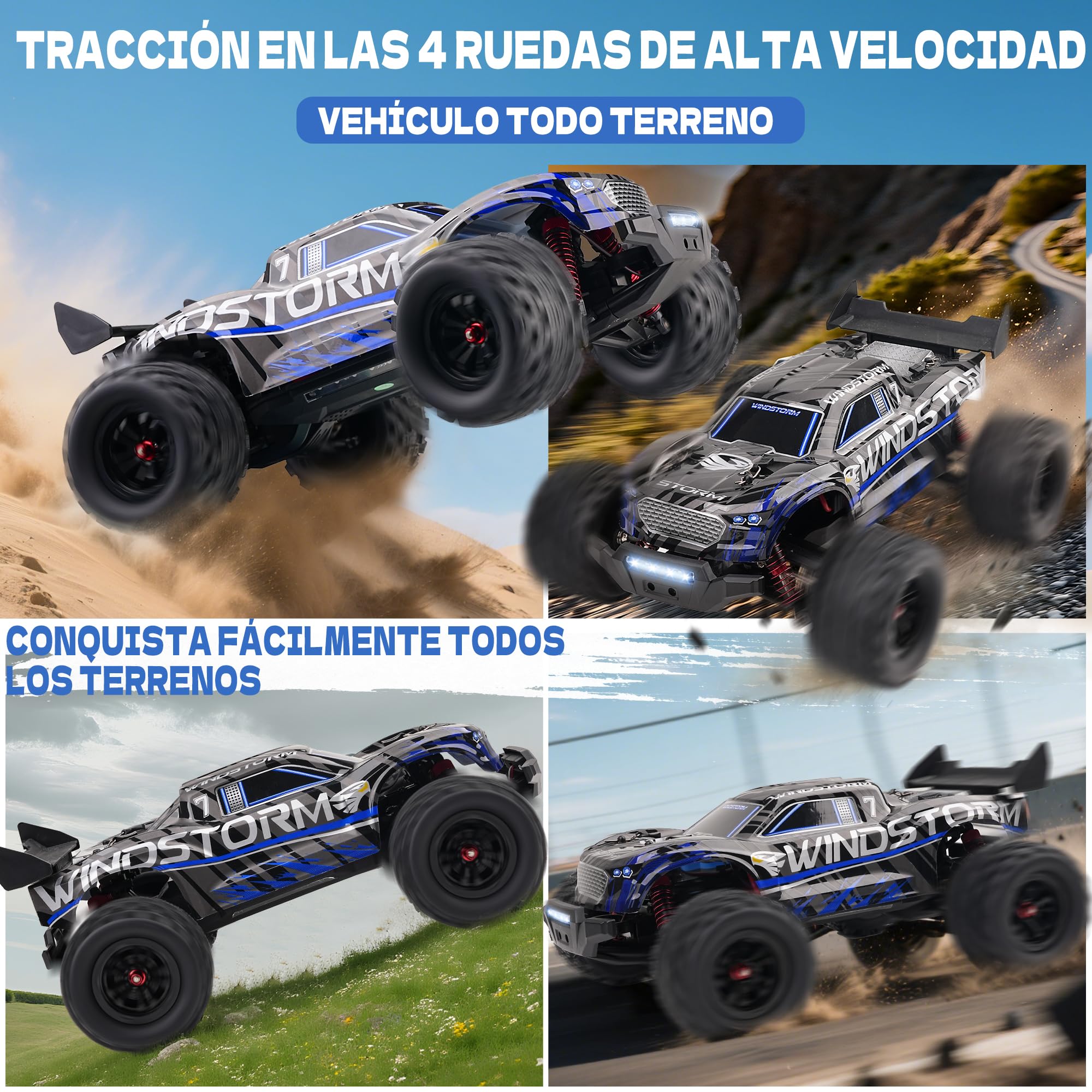 Macchina Telecomandata Brushless - 1:14 Max 50+ Km/H Auto Telecomandata 4x4 Alta Velocità 2.4 Ghz Camion Telecomandato Impermeabile 16 Modalità Di Illuminazione Veicolo Con 2 Batterie - Viola