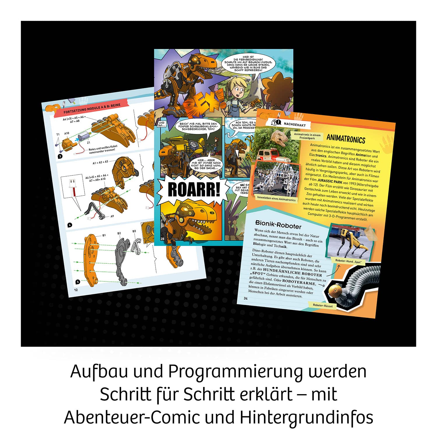 KOSMOS 621155 Rex - Der Dino Bot, Tyrannosaurus Rex, Roboter, Bausatz, Programmieren Lernen für Kinder, Spielzeug für Kinder, Infrarot, Experimentierkasten ab 8-12 Jahre