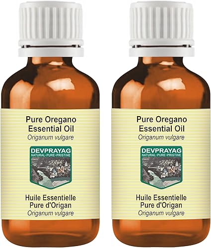 Aceite esencial de orégano puro (Origanum vulgare) destilado al vapor (paquete de dos) 3.4 fl oz x 2 (6.76 oz)