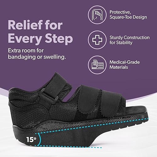 Miniatura 5 de BraceAbility Zapato postoperatorio de descarga del antepié - Bota de cuña médica sin carga para úlceras del pie diabético, fractura metatarsiana,